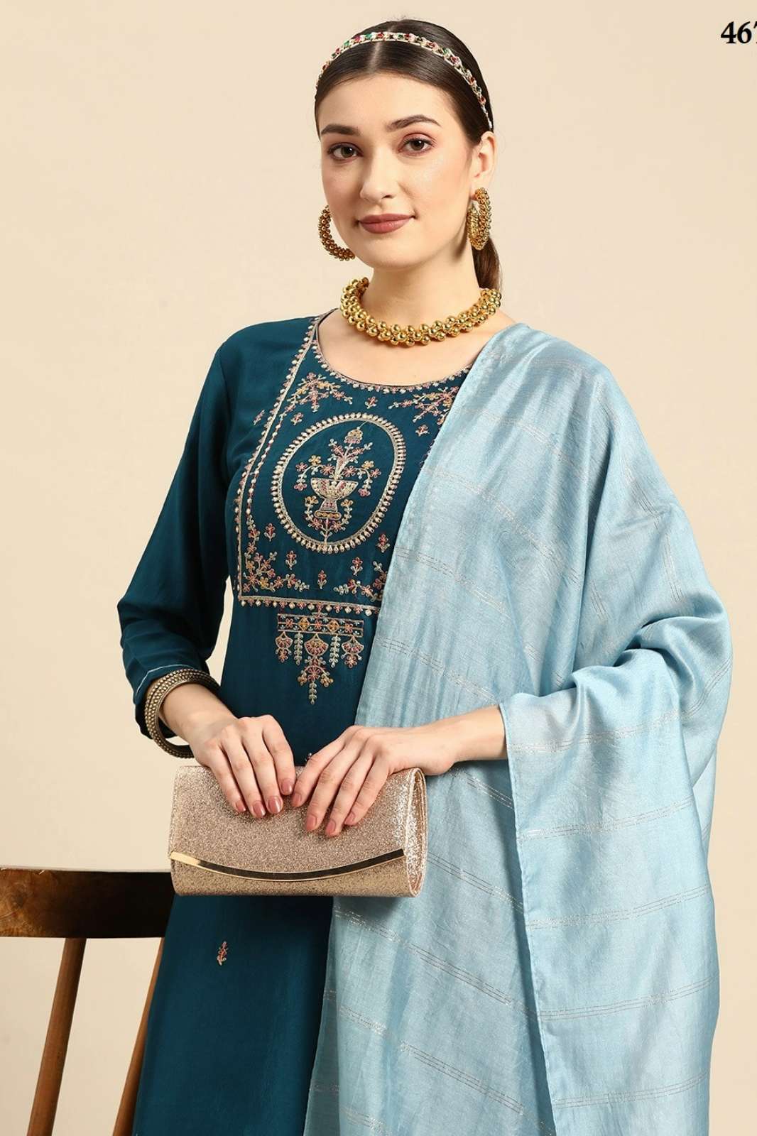 Shri Balaji Emporium EthnicCity Chinon Designer Straight Suit