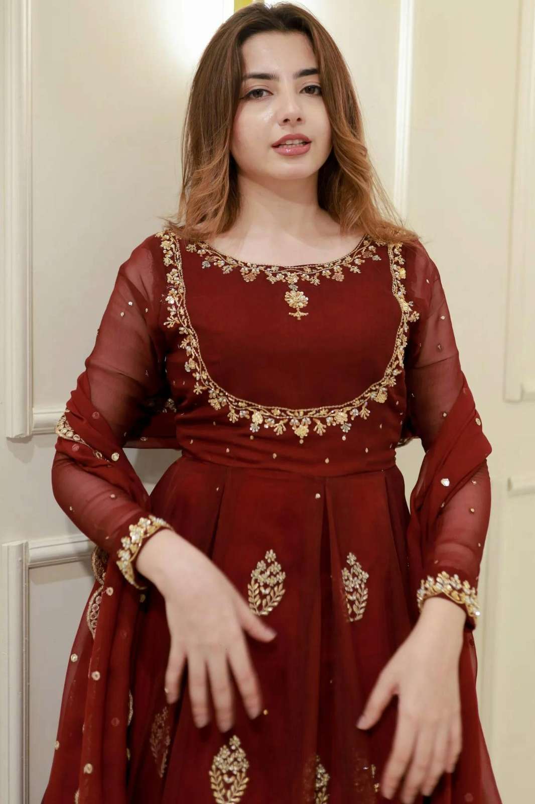 Shri Balaji Emporium Georgette Designer Gown with Dupatta