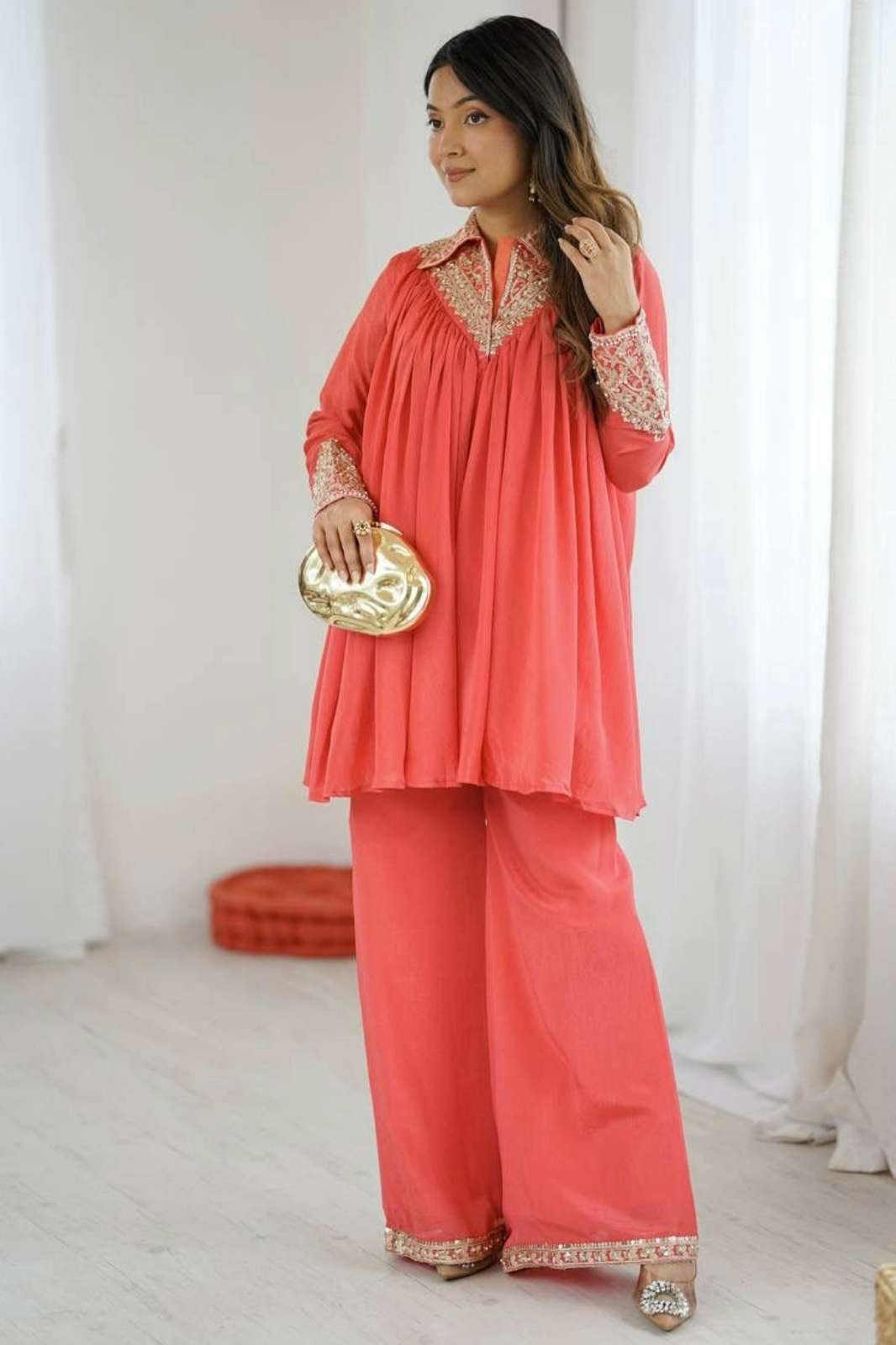 Shri Balaji Emporium Heavy Chinon Trendy 2 Piece Stylish Co Ord Set