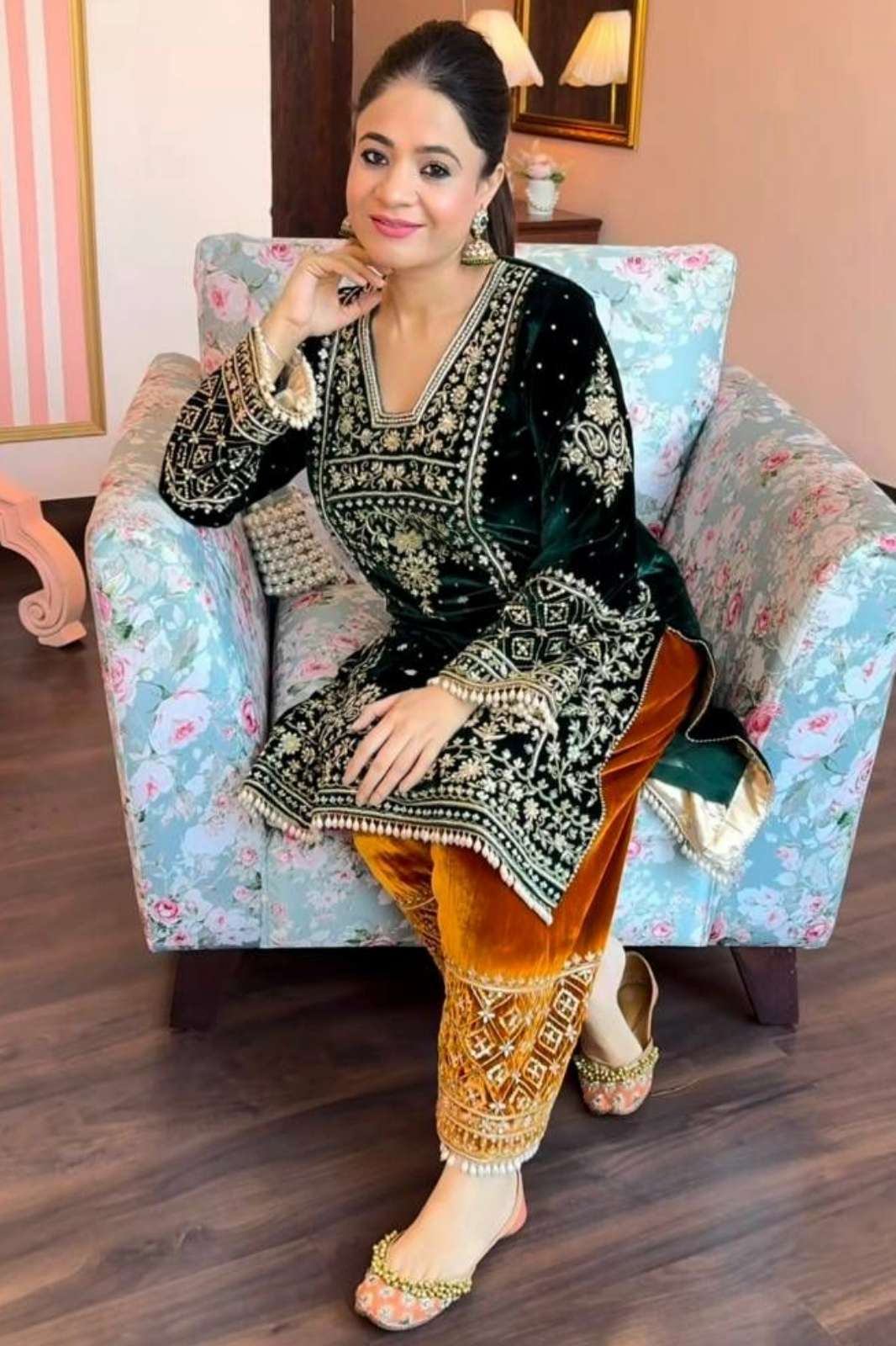 SHRI BALAJI EMPORIUM LC 1324 VELVET KURTI PLAZZO SET