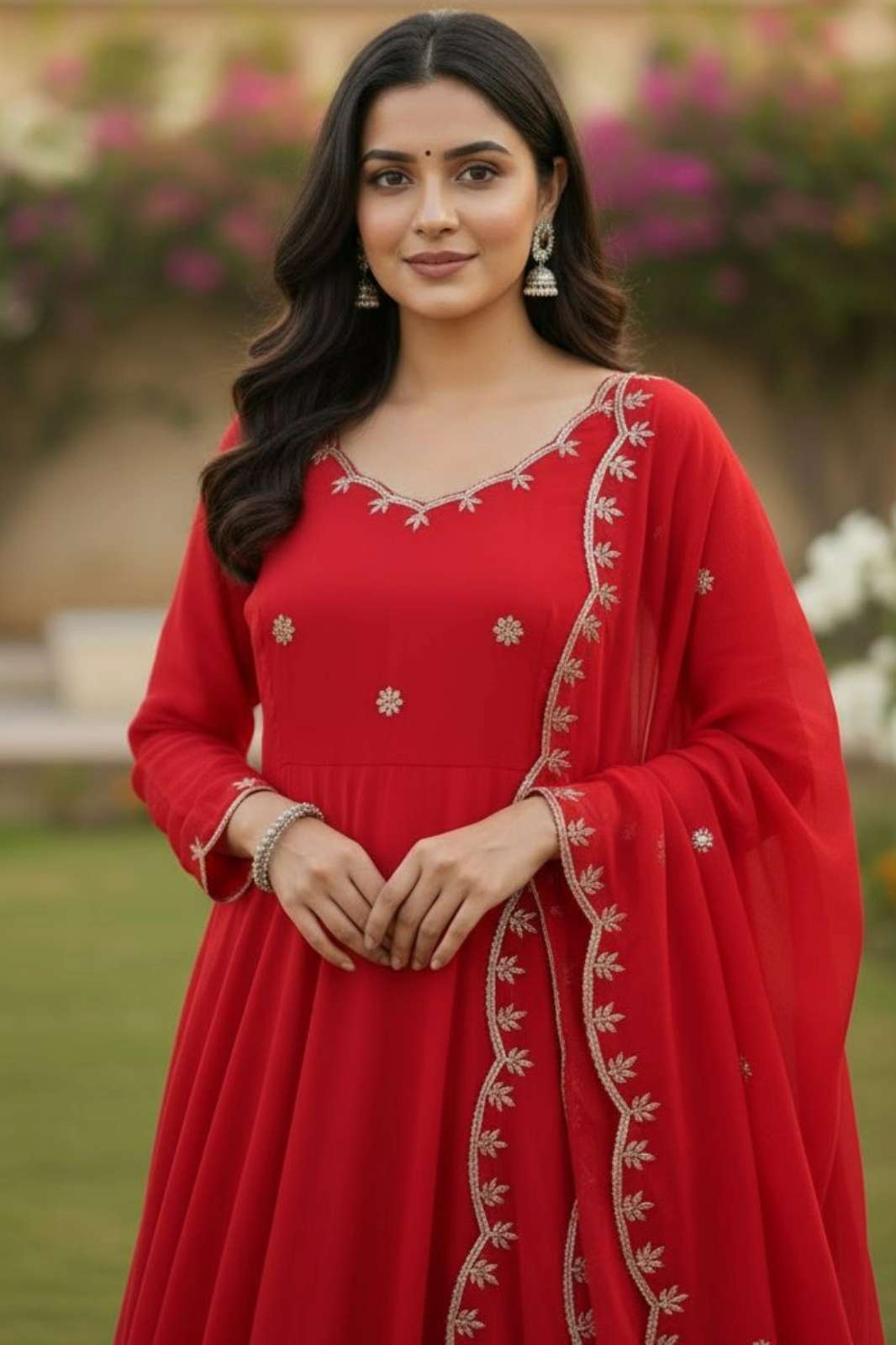 Shri Balaji Emporium ON5136 Vichitra Silk Designer Gown Dupatta