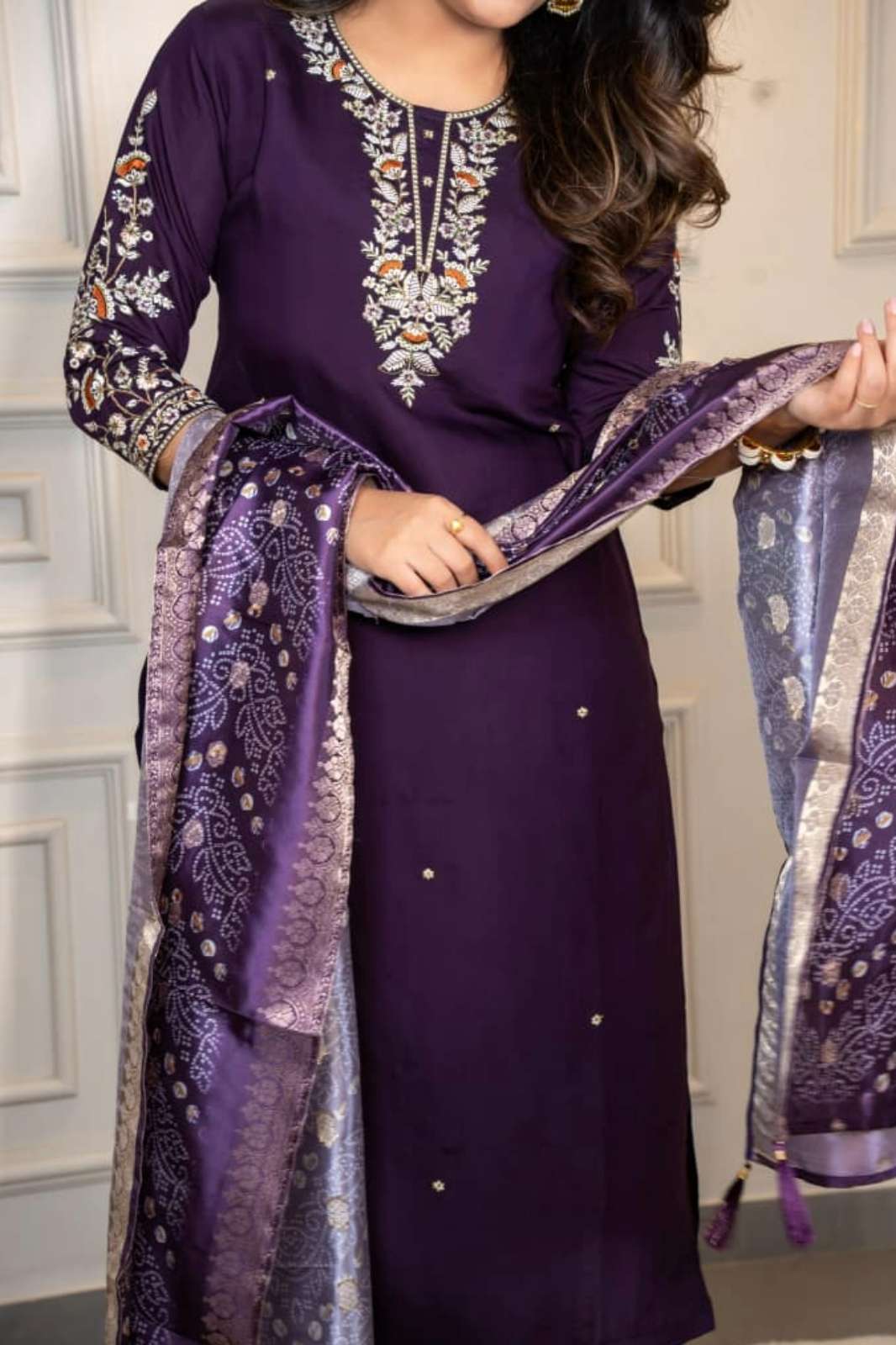 Shri Balaji Emporium Premium Roman Silk Designers Kurti Pent Dupatta Set