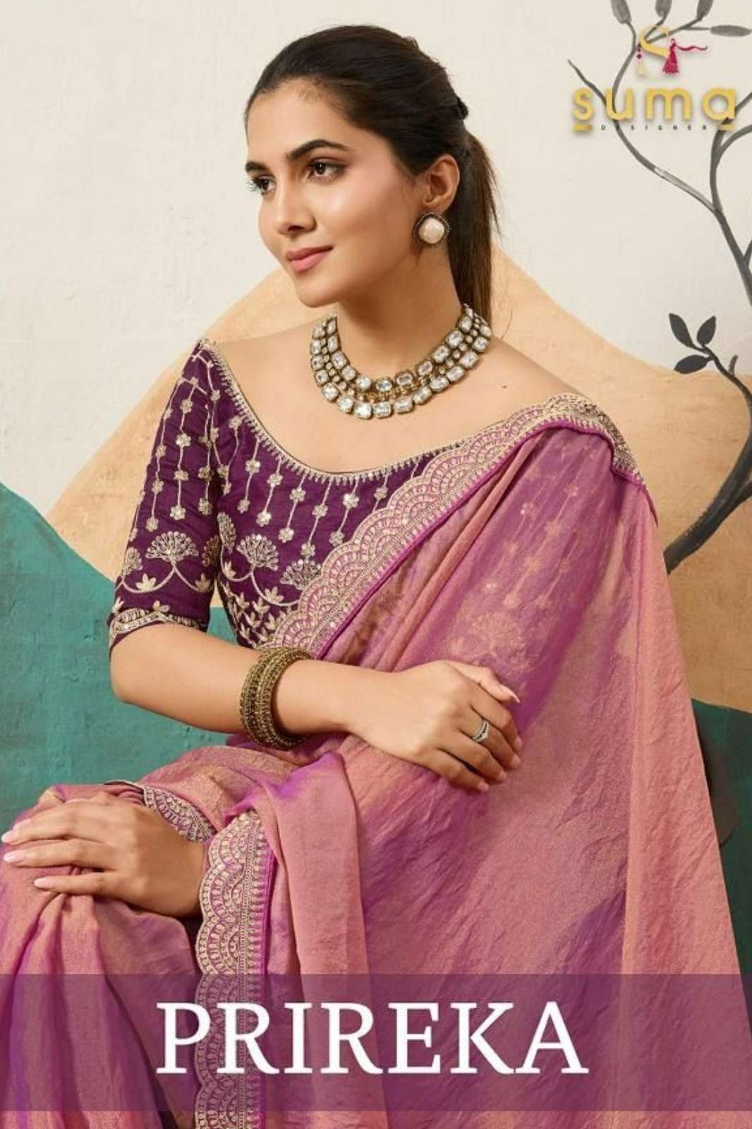 Shri Balaji Emporium PRIREKA  14001 To 14006 Nc Moss Sequence Saree