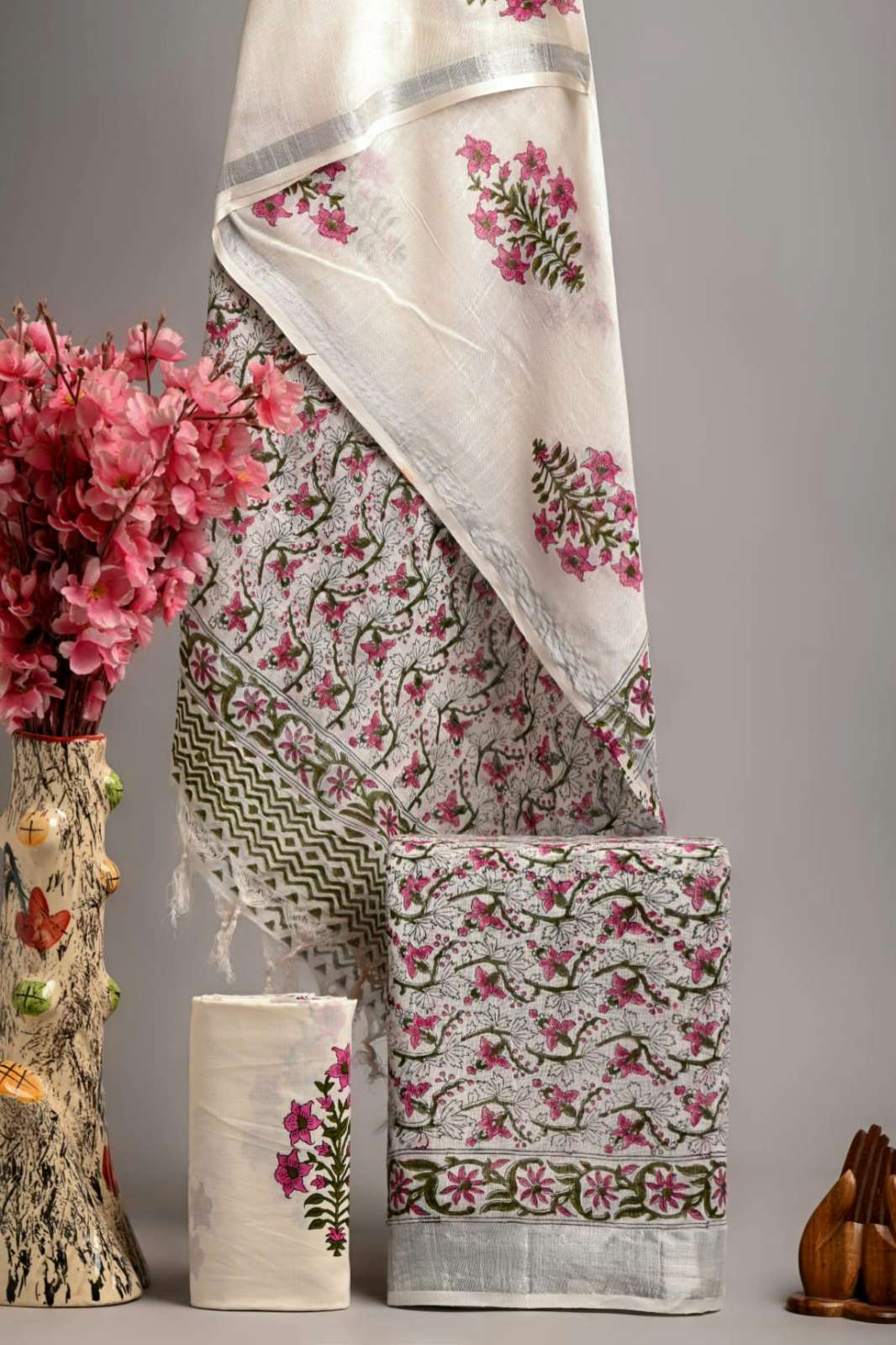 Shri Balaji Emporium RF17466 Bagru Hand Block Printed Linen Unstitched Suits