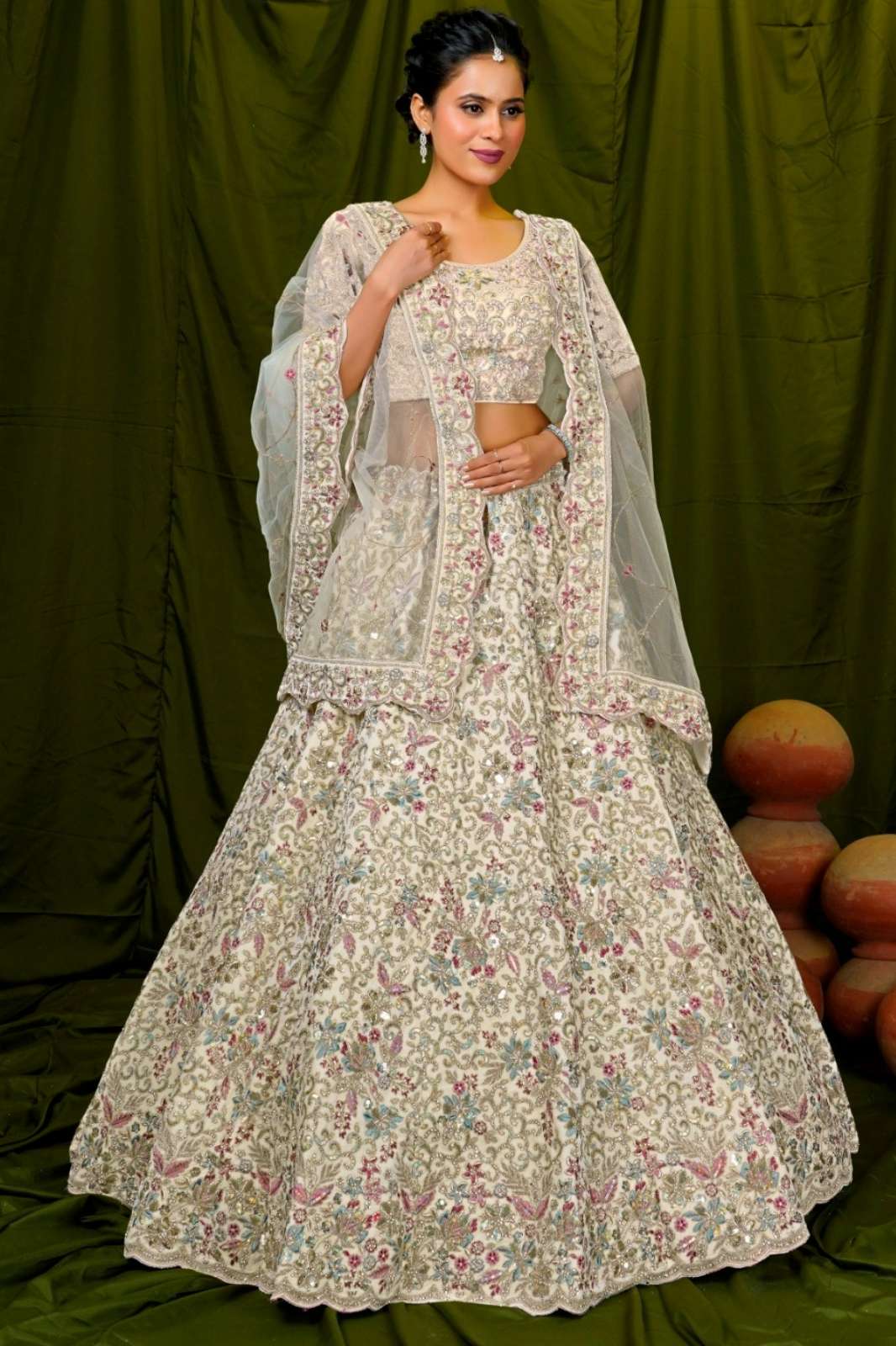 Shri Balaji Emporium SBG 18102 Beautiful Embroidered Velvet Designer Wdding Lehenga