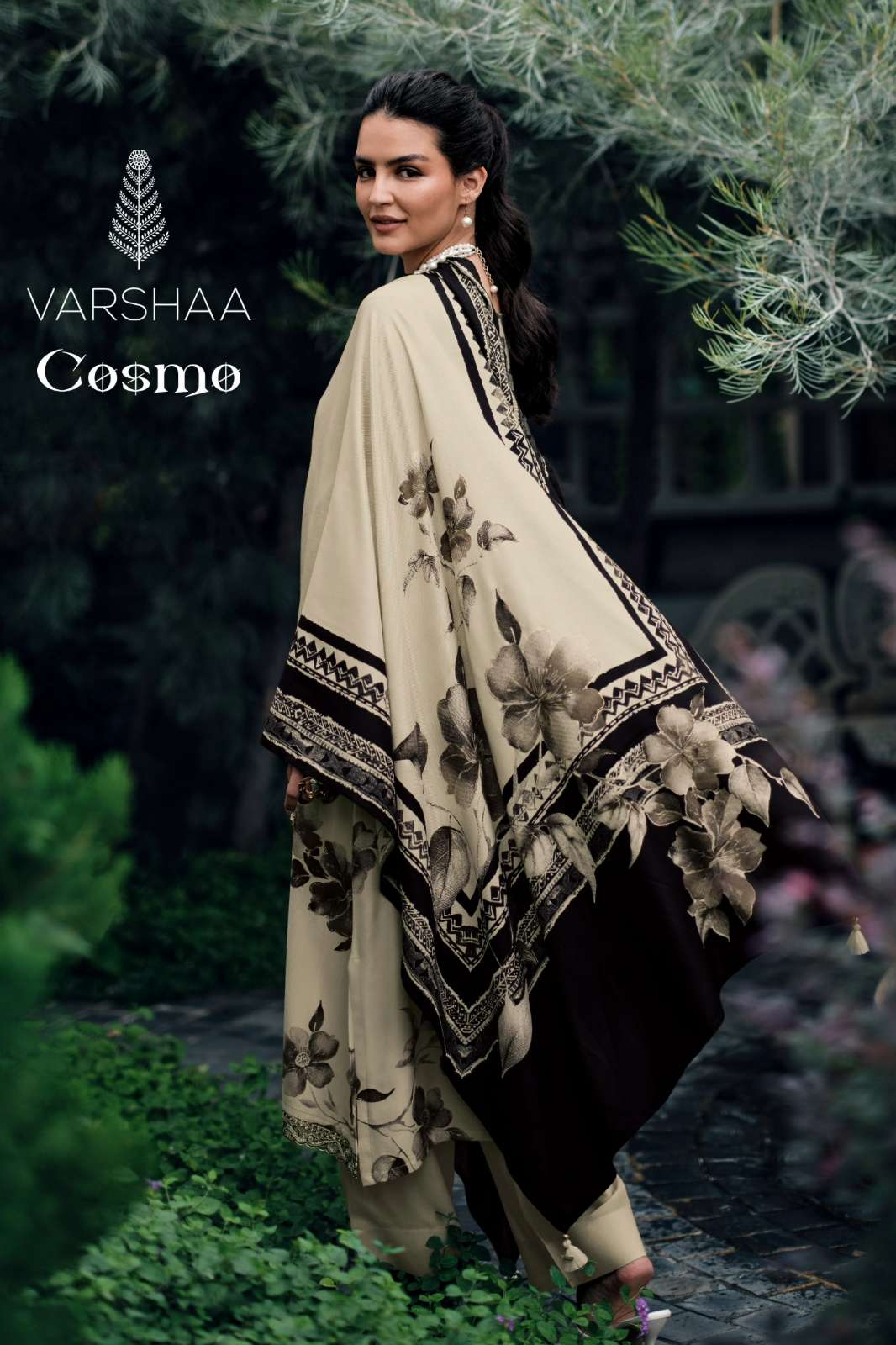VARSHAA COSMO VISCOSE PASHMINA PRINT & EMBROIDERED SUIT