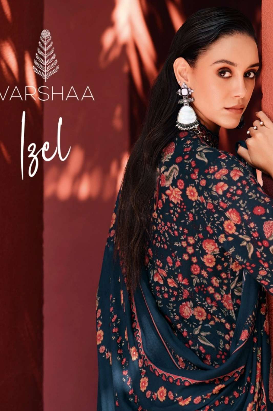 VARSHAA IZEl VISCOSE PASHMINA PRINTED SUIT WITH EMBRDOIERY