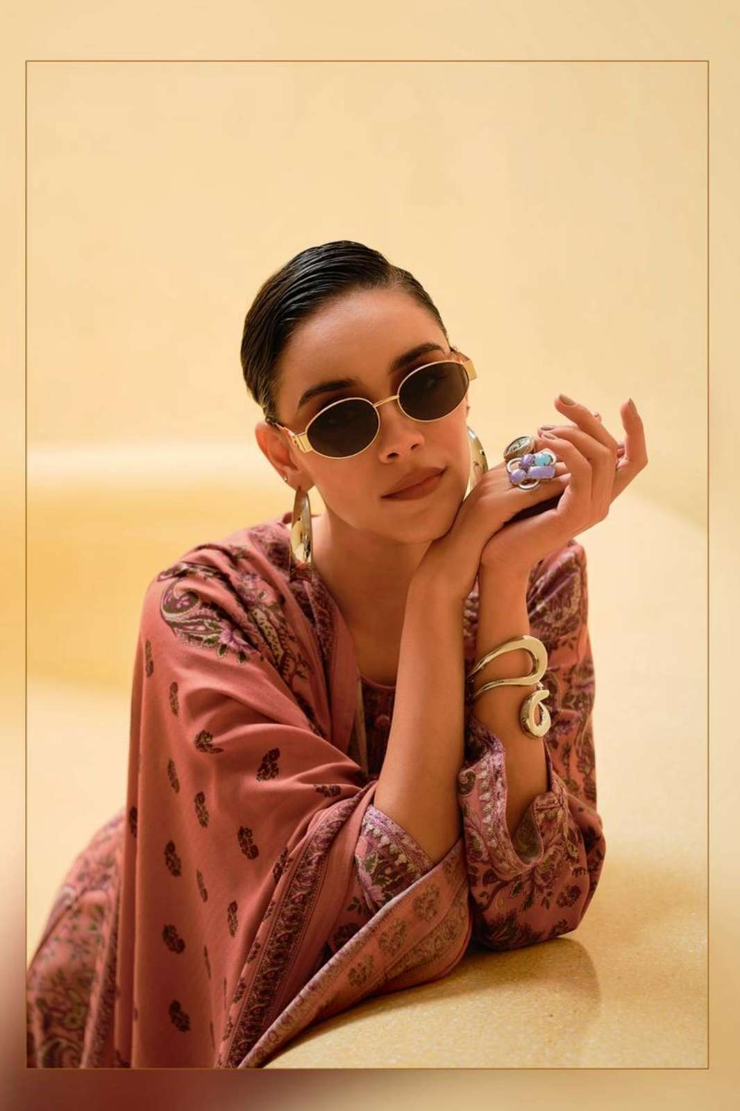 VARSHAA RABANE VISCOSE PASHMINA PRINTED SUIT WITH EMBRDOIERY WORK