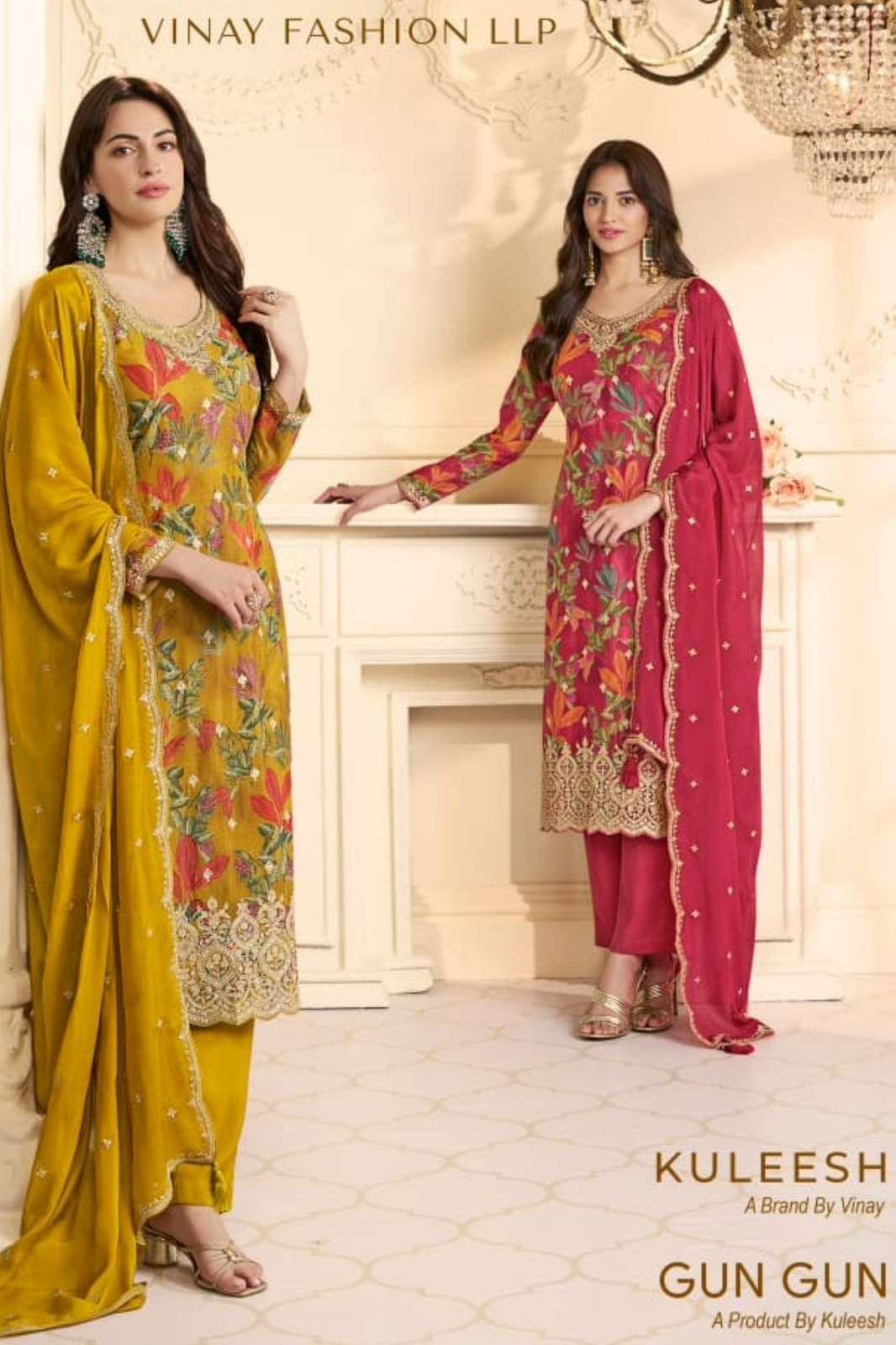 VINAY KULEESH GUN GUN EMBROIDRED CHINON SALWAR SUIT