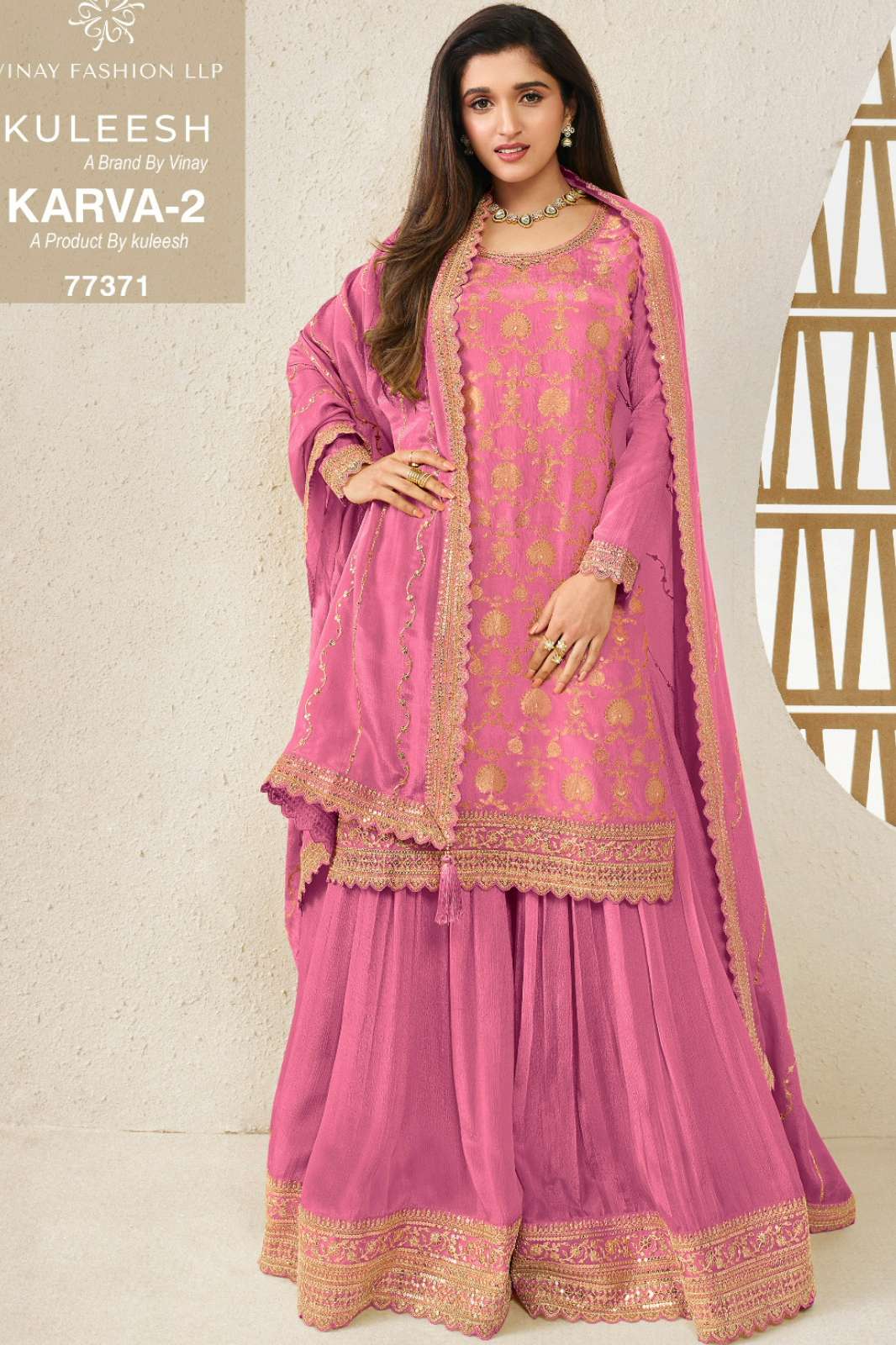 VINAY KULEESH KARVA 2 VISCOSE CHINON SUIT WITH EMBROIDEREY WORK