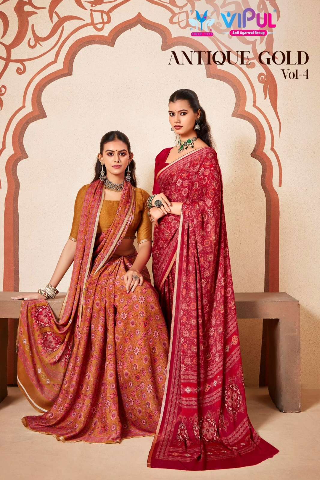 VIPUL ANTIQUE GOLD VOL 04 92430 COLOURS CREPE SILK SAREE