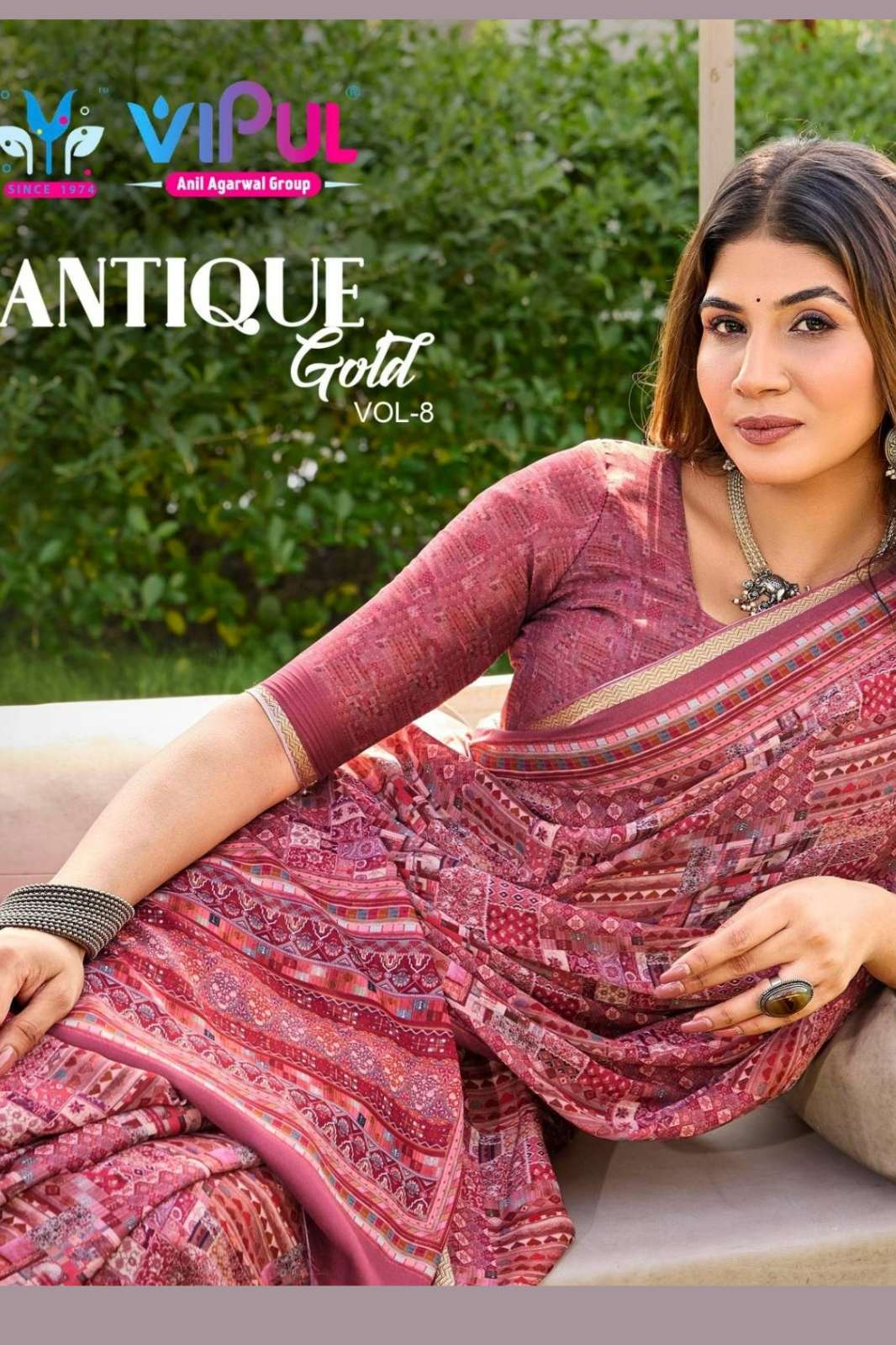 VIPUL ANTIQUE GOLD VOL 08 92475 COLOURS CREPE SILK SAREE