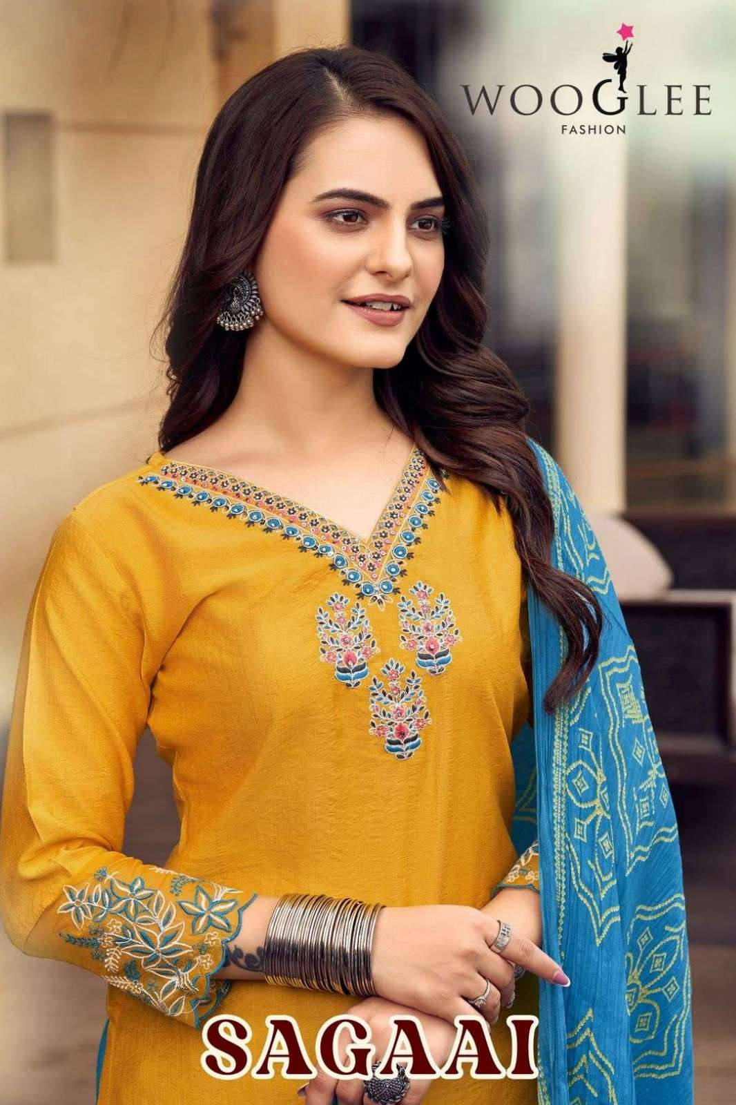 Wooglee SAGAAI ready to Wear Viscose Weaving Handwork & Embroidered Suit