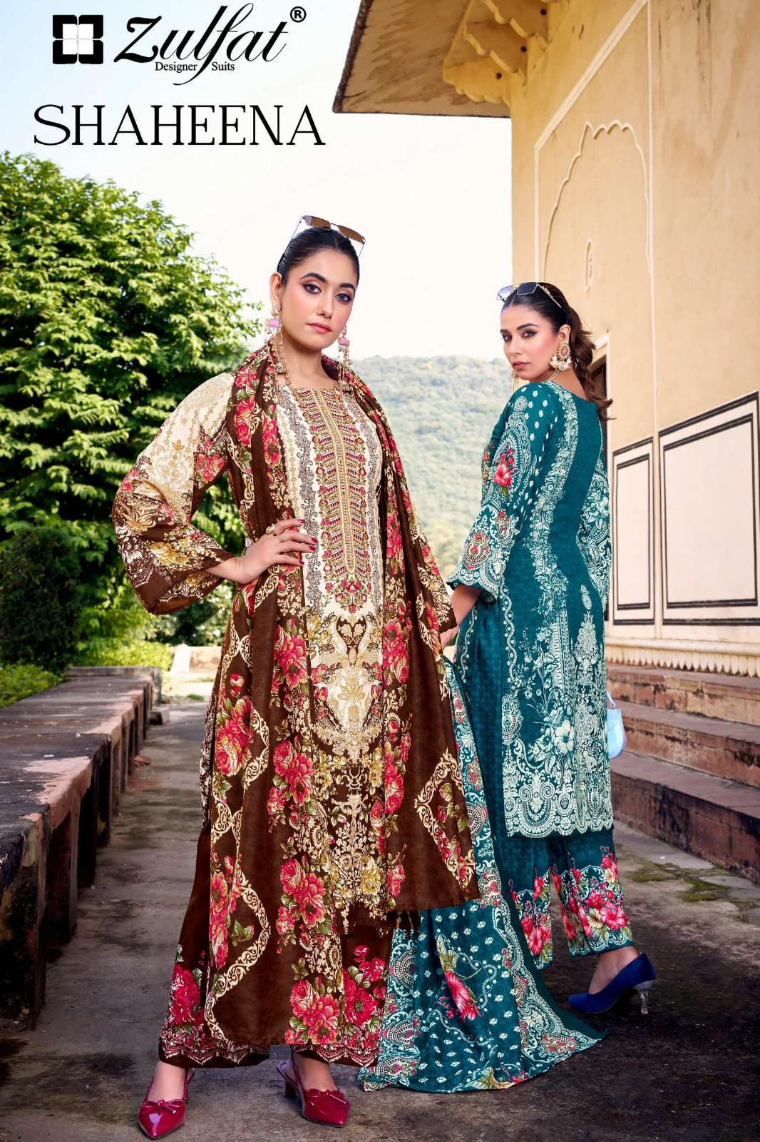 Zulfat SHAHEENA Beautiful Printed Rayon Hand Work Pakistani Suit