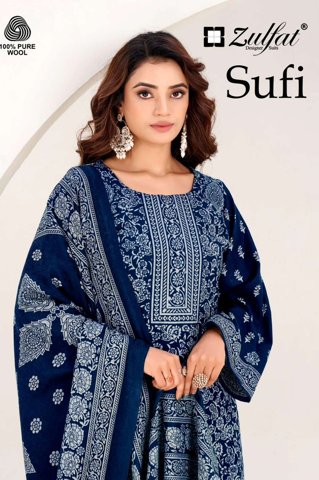 Zulfat SUFI Beautiful Printed 100% Pure Woollen Pashmina Pakistani Suit