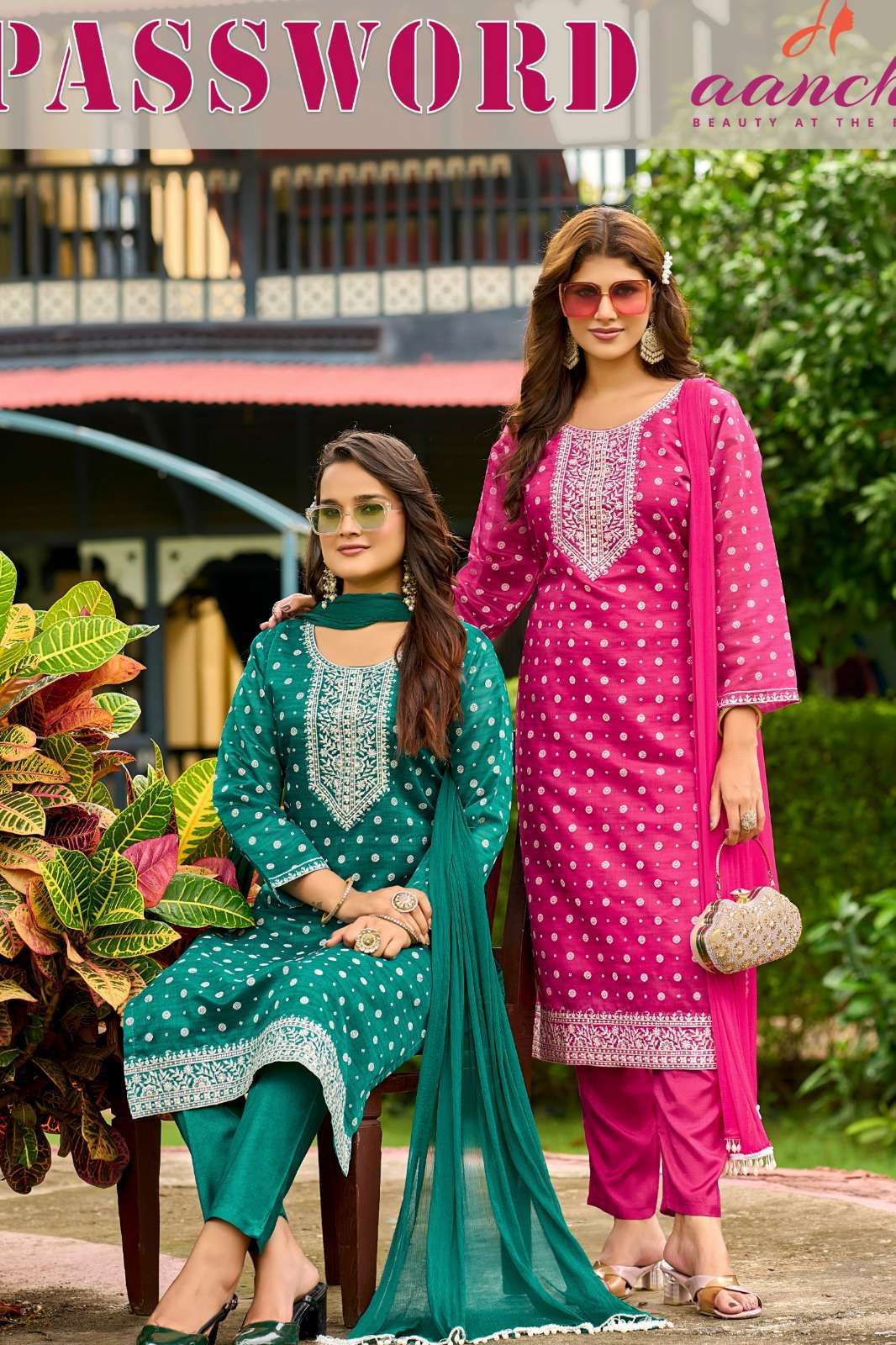 AANCHI PASSWORD READY TO WEAR MODAL SILK SUIT WITH EMBROIDERY BUTTI WORK