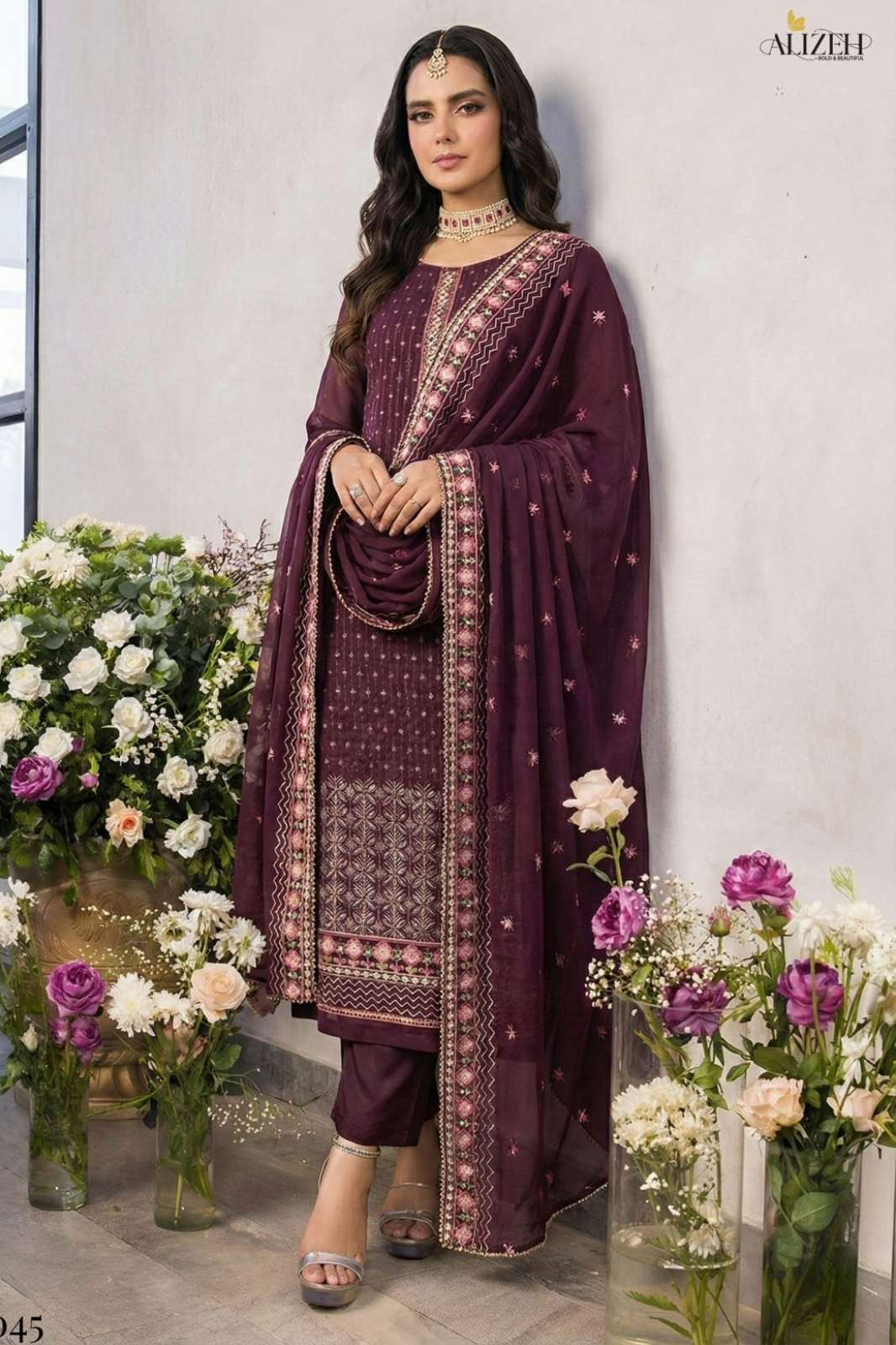 Alizeh 7045 Georgette Straight Cut Readymade Suit