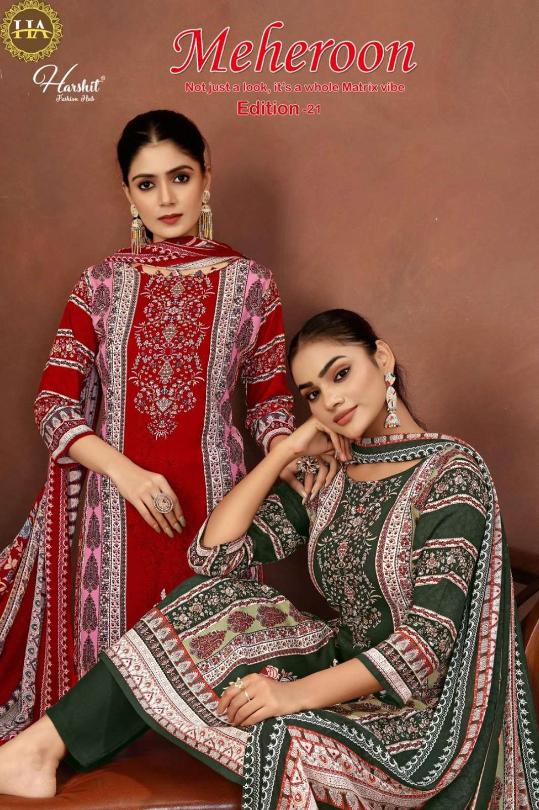 ALOK MEHEROON 21 LATEST DESIGNER PAKISTANI 3 PCS SUIT SET 