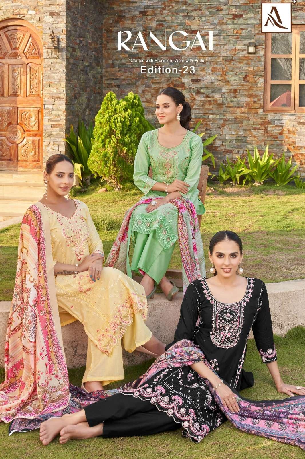 Alok RANGAT 23 Pure Cambric Lawn Embroidery Work Pakistani Suit 