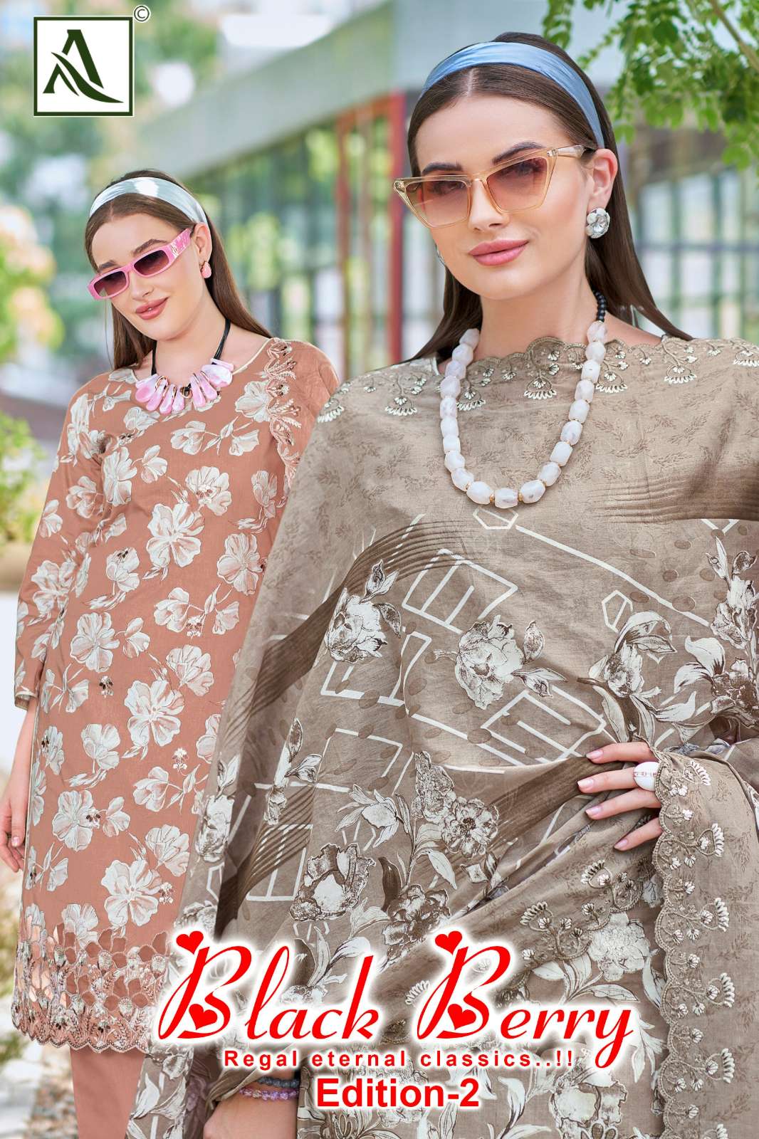 Alok Suit BLACK BERRY 2 100% Pure Cambric Cotton Suit with Embroidery Work