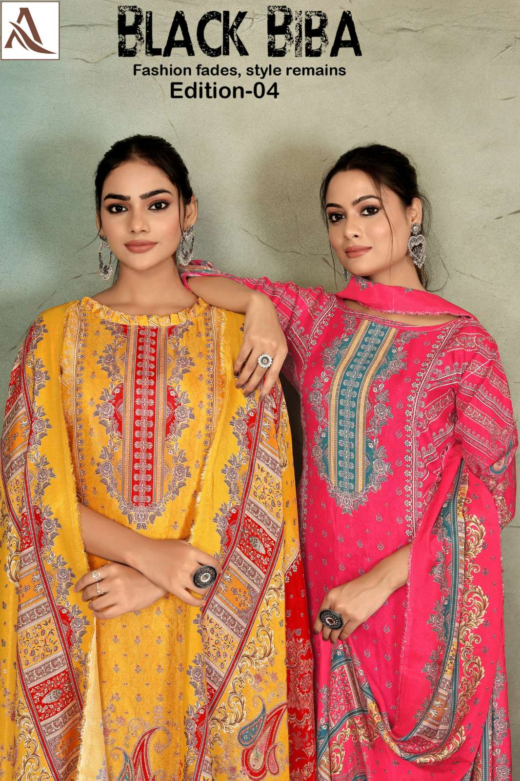 Alok Suit BLACK BIBA 4 Pure Viscose Maslin Pakistani Suit with Hand Work