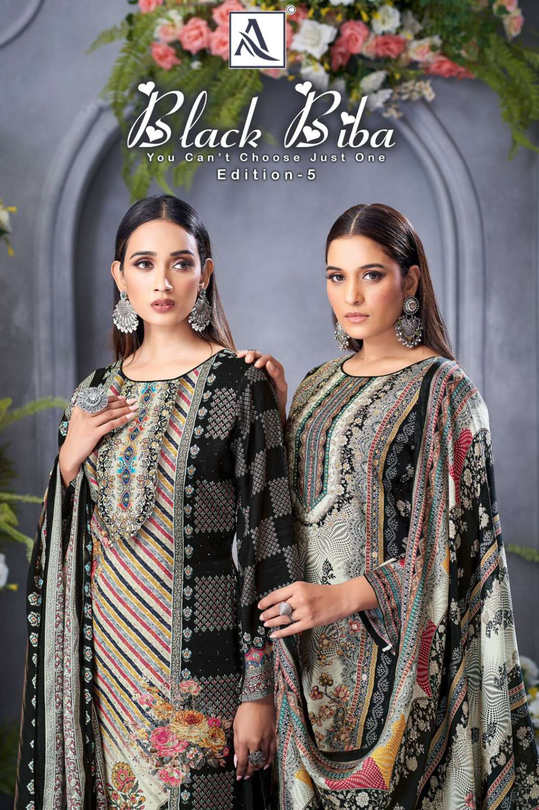 Alok Suit BLACK BIBA 5 Pure Viscose Maslin Pakistani Suit with Hand Work