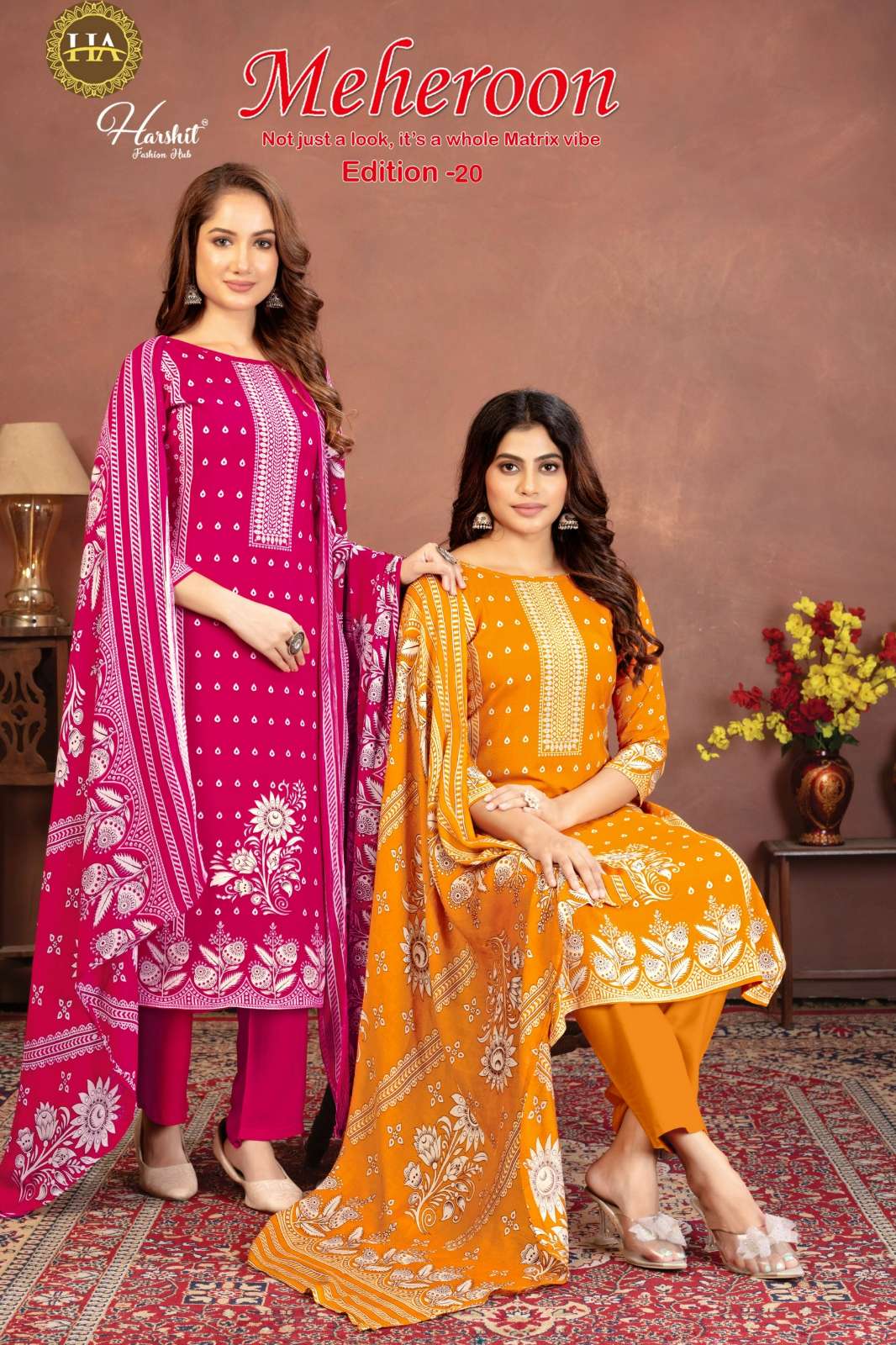 Alok Suit MEHEROON 20 Pure Viscose Rayon Suit with Hand Work