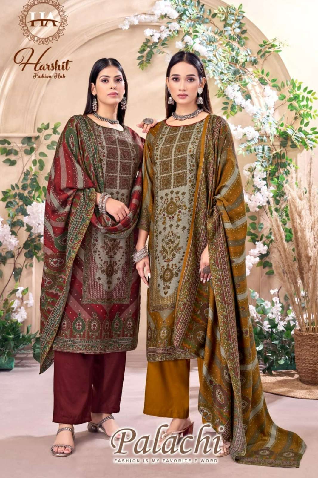 Alok Suit PALACHI Premium Pashmina Suit with Swarovski Diamond Work