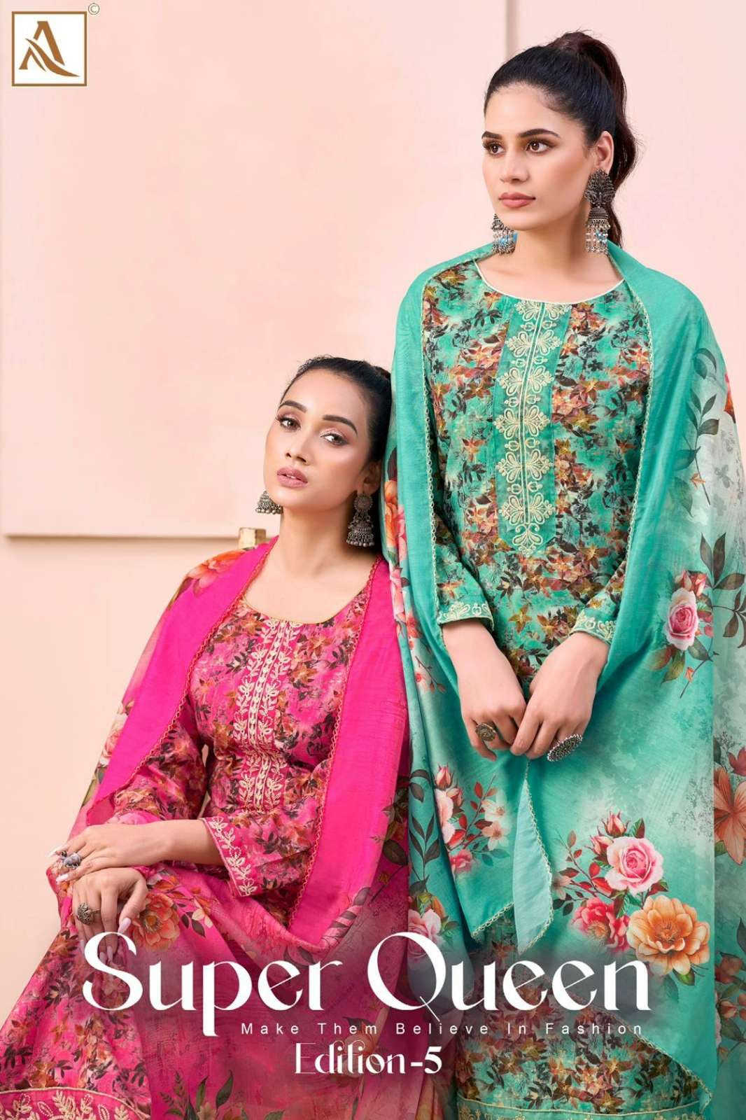 Alok Suit SUPER QUEEN 5 Pure Viscose Rayon Suit with Embroidery Work