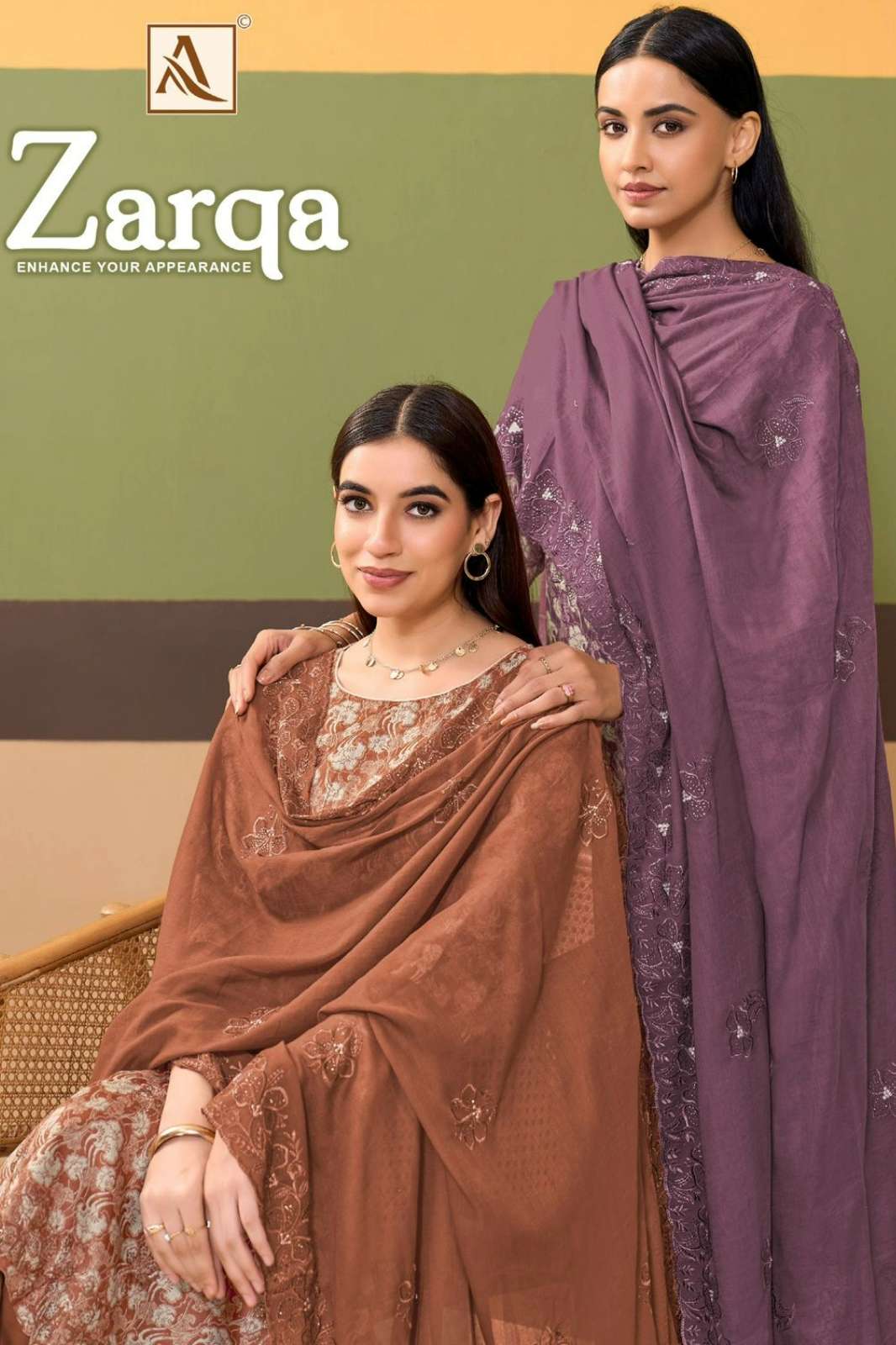 Alok Suit ZARQA Pure Zam Cotton Suit with Swarvoski Diamond Work