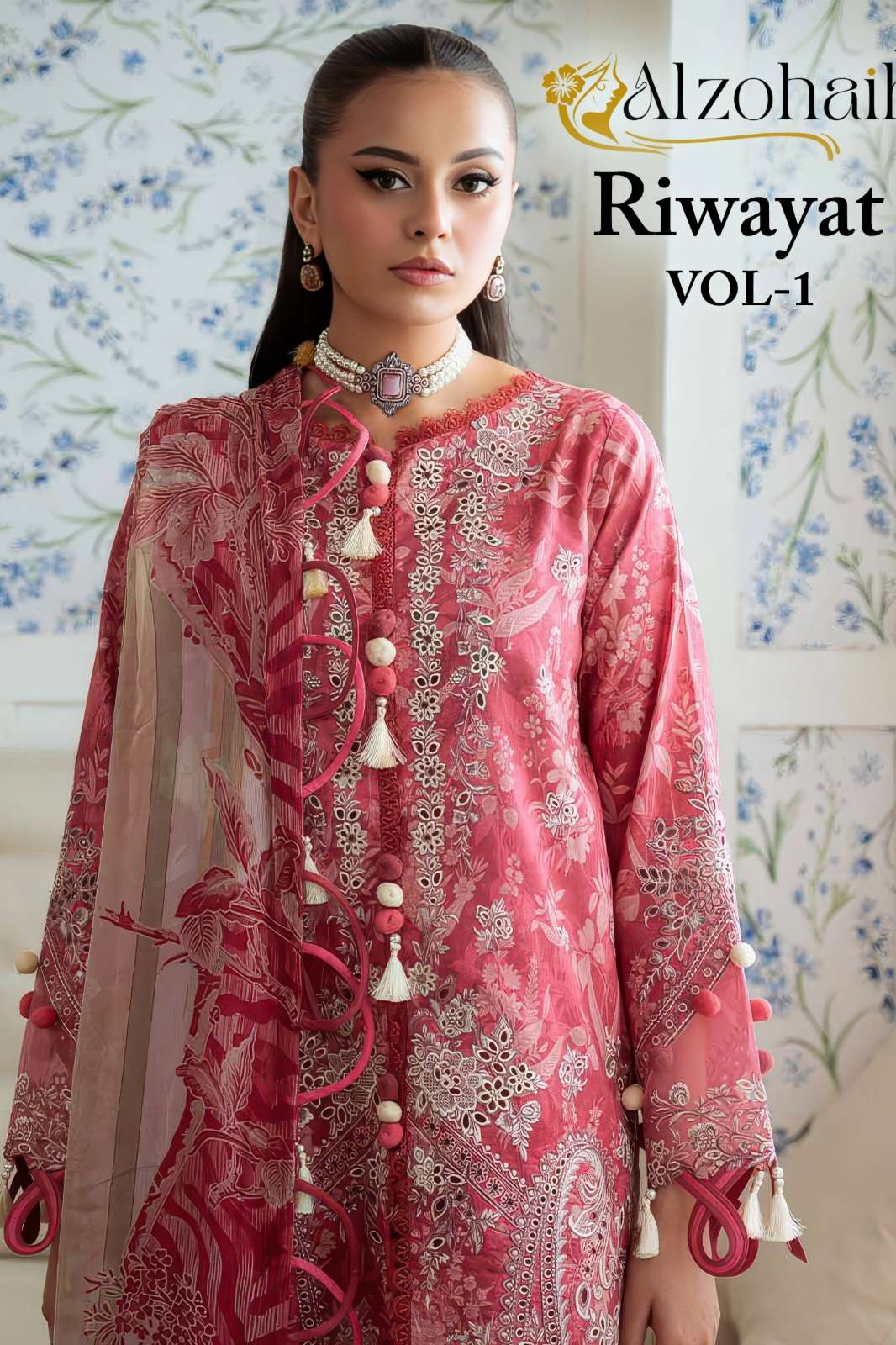 Alzohaib RIWAYAT Pure Cotton Patcha Work Pakistani Suit