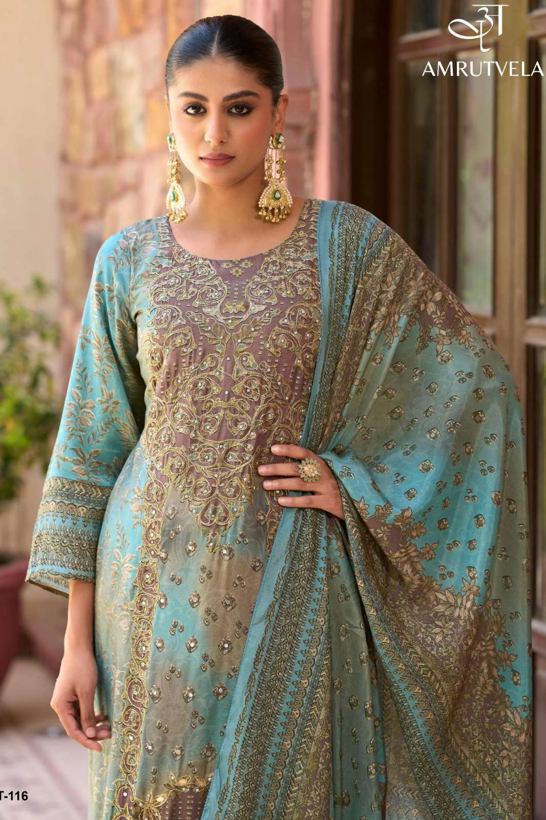 Amrutvela  AT116 Pure Viscous Maslin Hand Work Pakistani Suit