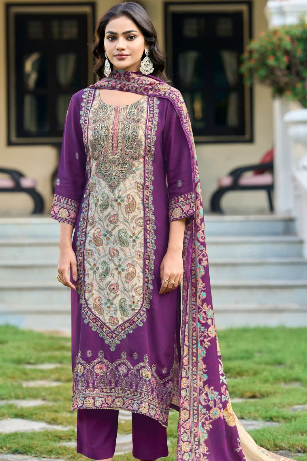 Amrutvela AT151 Pure Viscous Maslin Hand Work Pakistani Suit