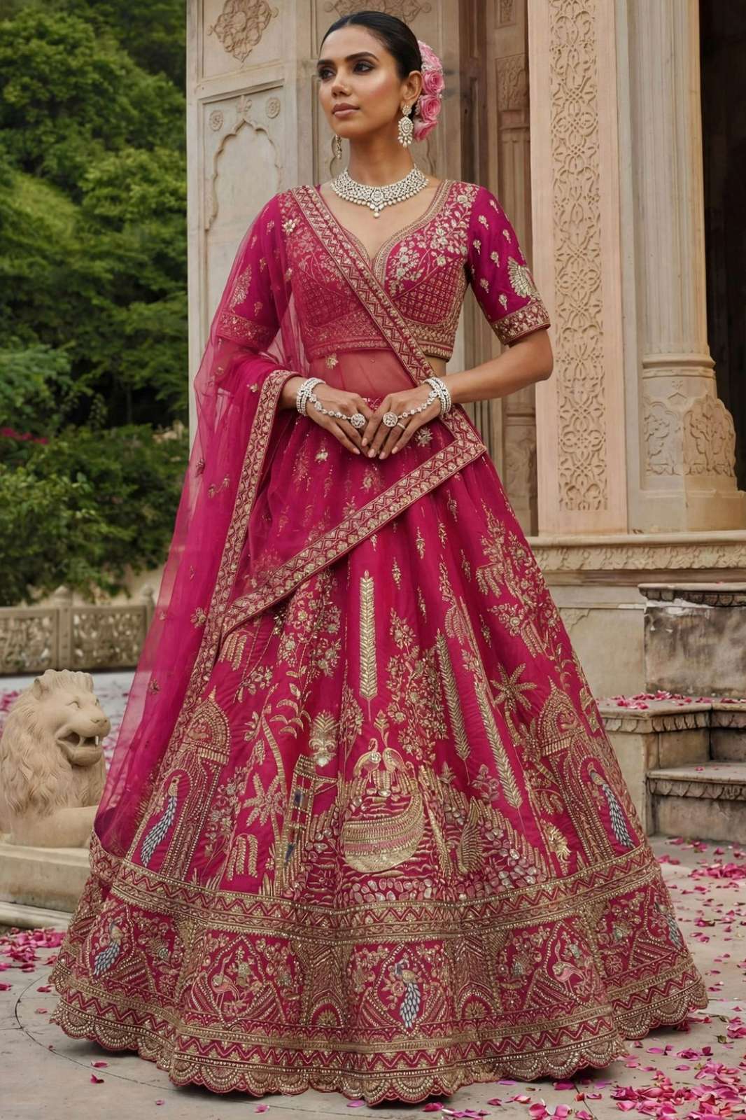 Anjani Arts 2952 Beautiful Gadhwal Silk Embroidered Bridal Wear Lehenga choli