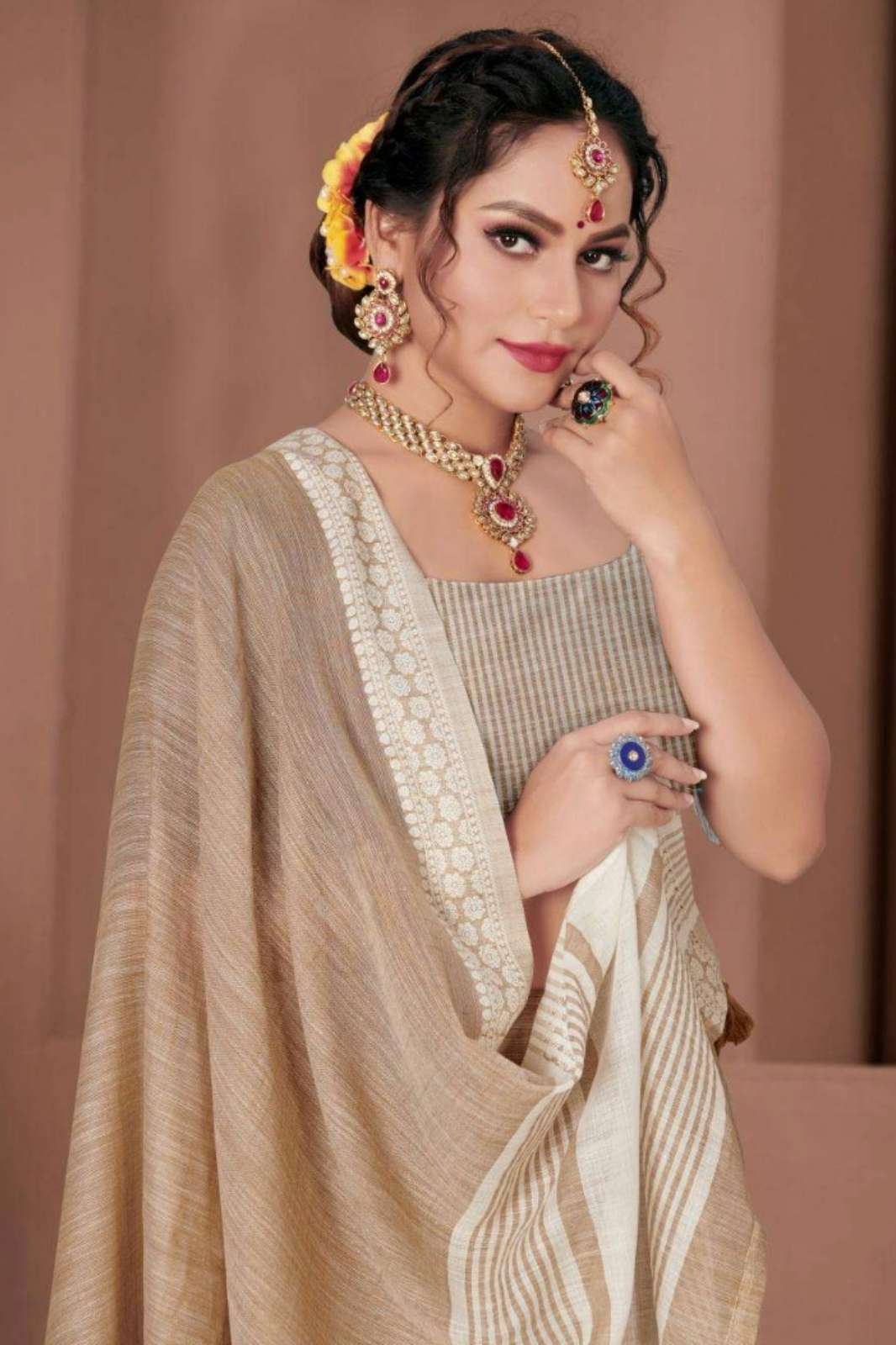 Astita GLOSSY 1254 TO 1258 Linen Designer Saree