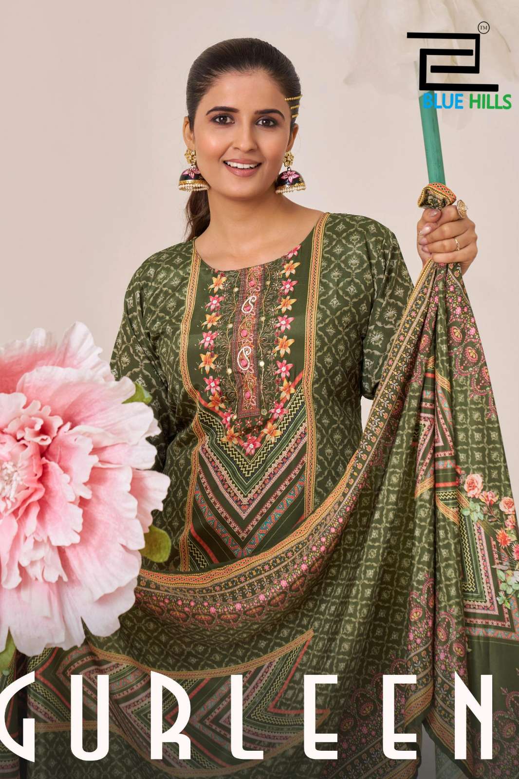 Blue Hills GURLEEN Ready to Wear Muslin Digital Print & Handwork Suit