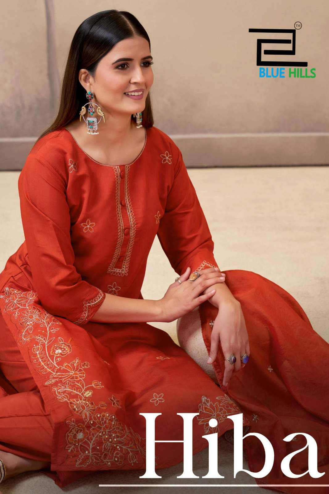 Blue Hills HIBA Ready to Wear Roman Silk Embroidered Suit