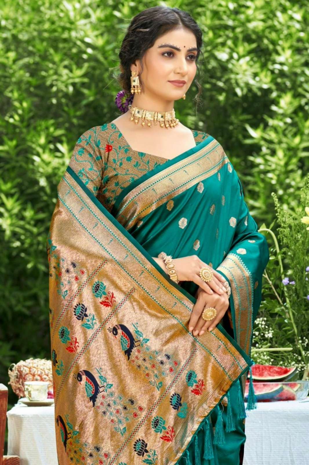 Bunawat Mala Silk 1001 TO 1008 Silk Pallu Pathani Style Saree