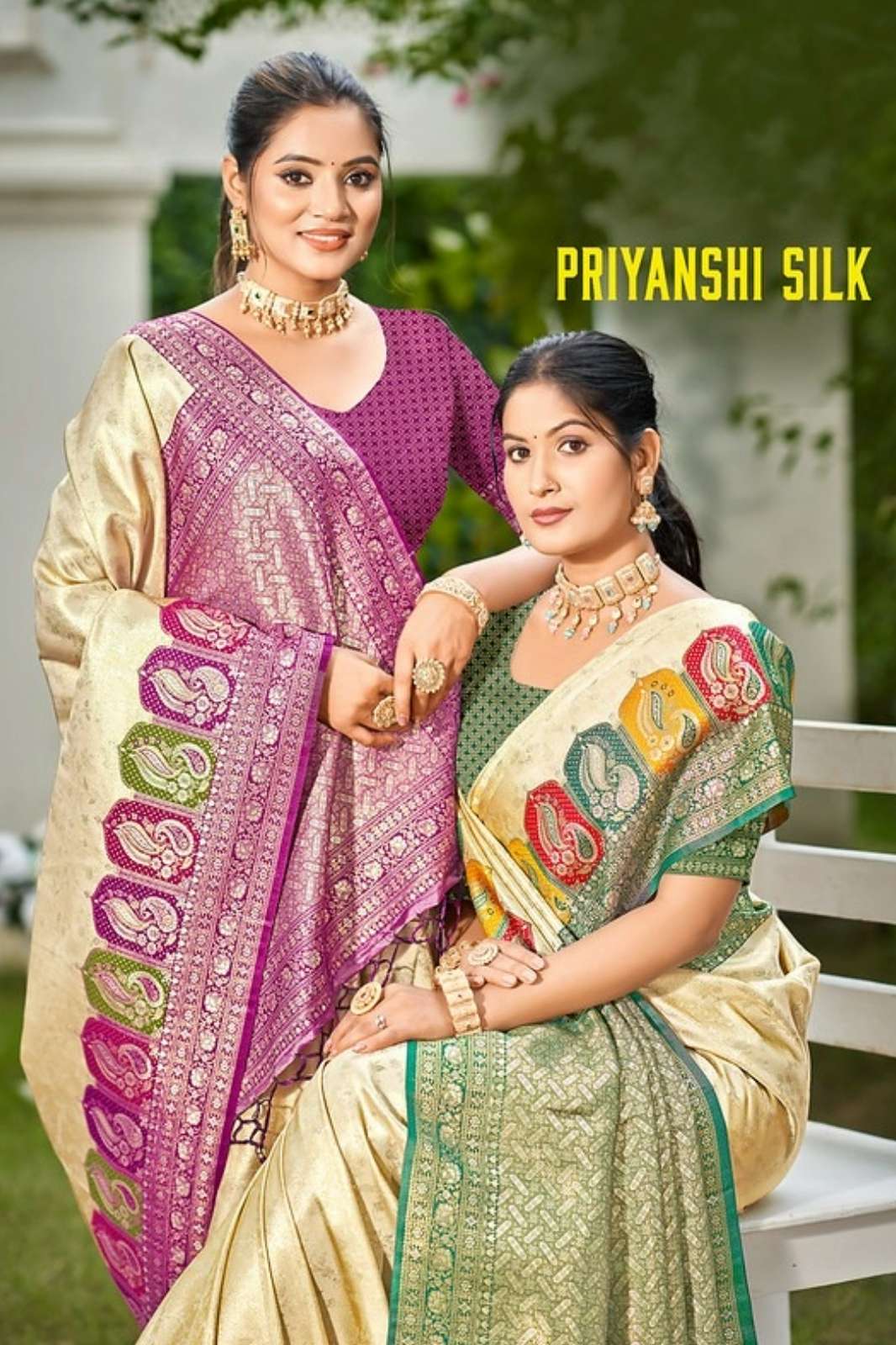 Bunawat Priyanshi Silk 1001 TO 1006 Silk with Contrast Border Pallu Saree