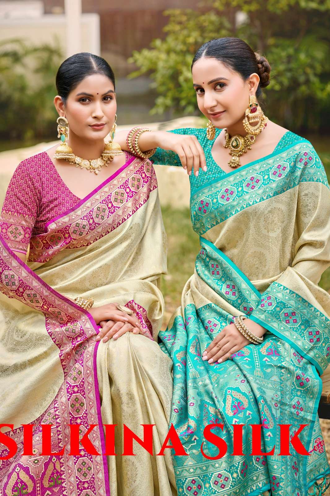 Bunawat Silkina Silk 1001 TO 1006 Silk Contrast Border Pallu Saree
