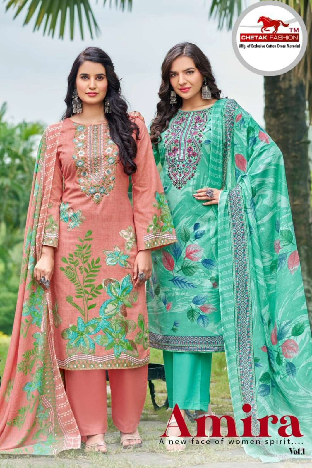 Chetak fashion AMIRA VOL 1 Cotton Embroidery & Swarovski Work Suit