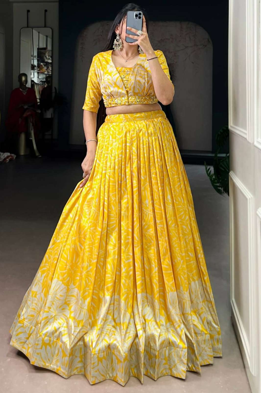 Crazy Cloths 1127 YELLOW Tasar Silk Co Ord Set