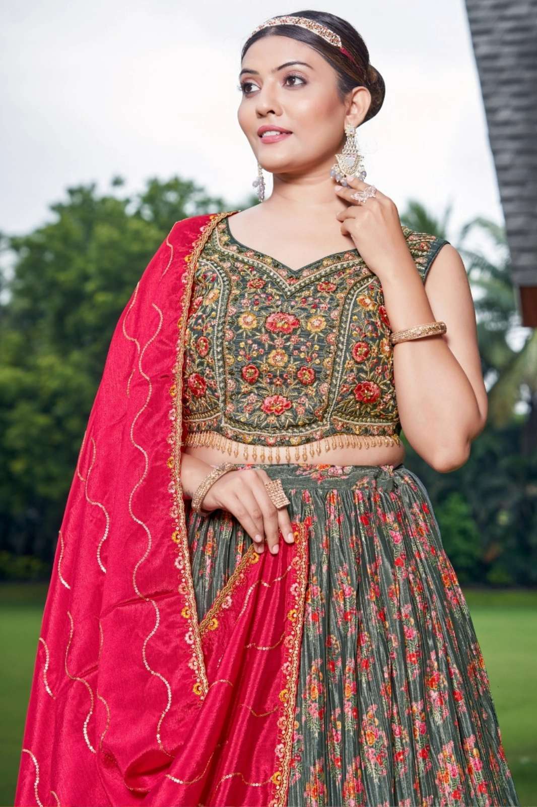 Crazy Cloths CT 43 GREY Chinon Designer Lehenga Choli with Dupatta