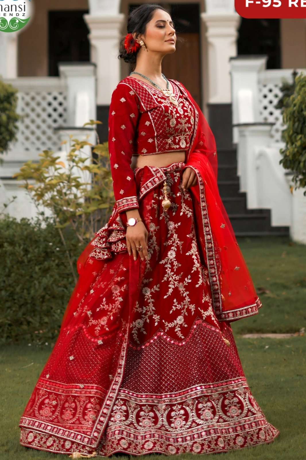 Crazy Cloths F 95 9000 Velvet Semi Stitched Lehenga Choli