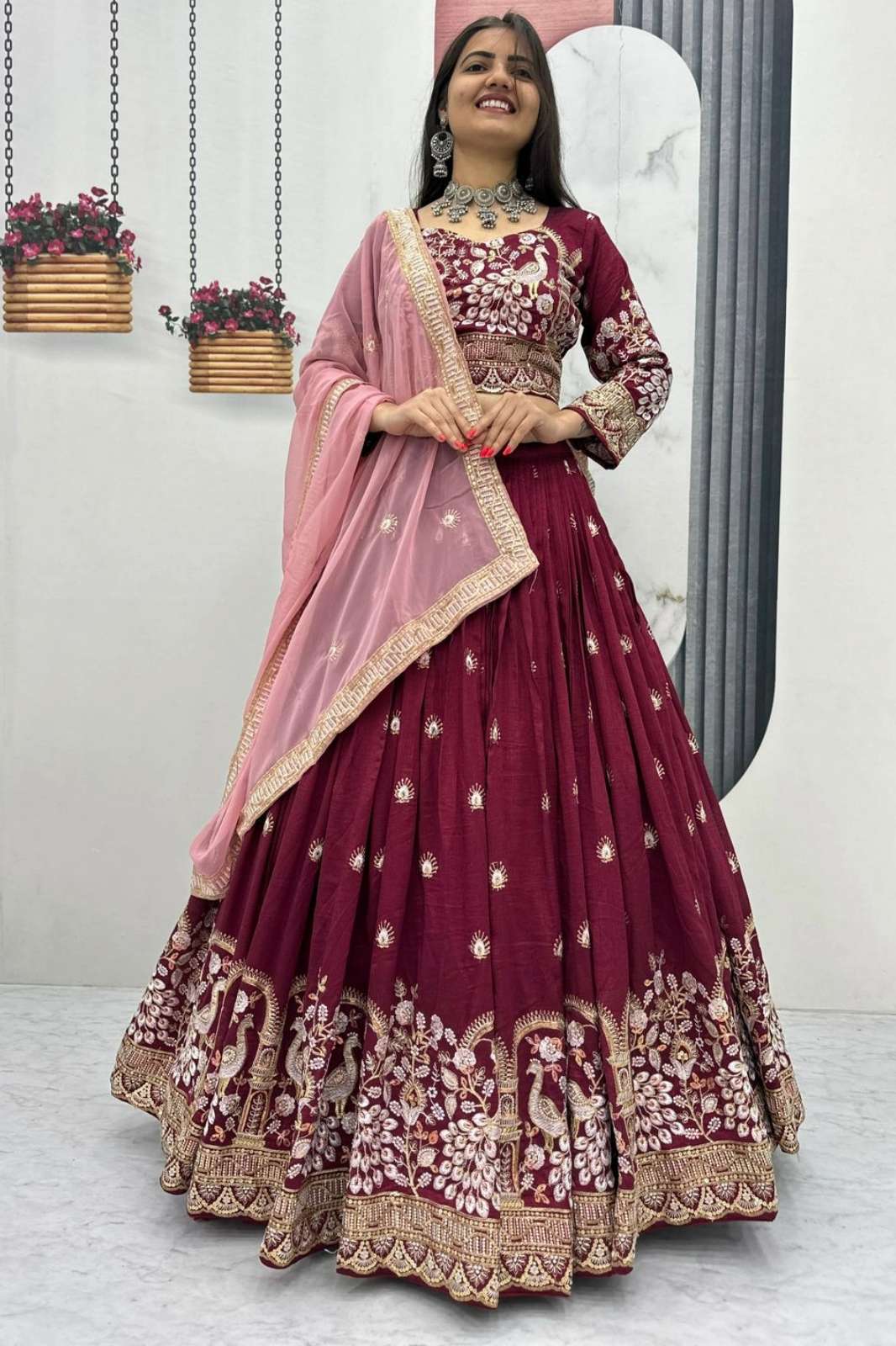 Crazy Cloths Vichitra Silk Designer Lehenga Choli with Dupatta