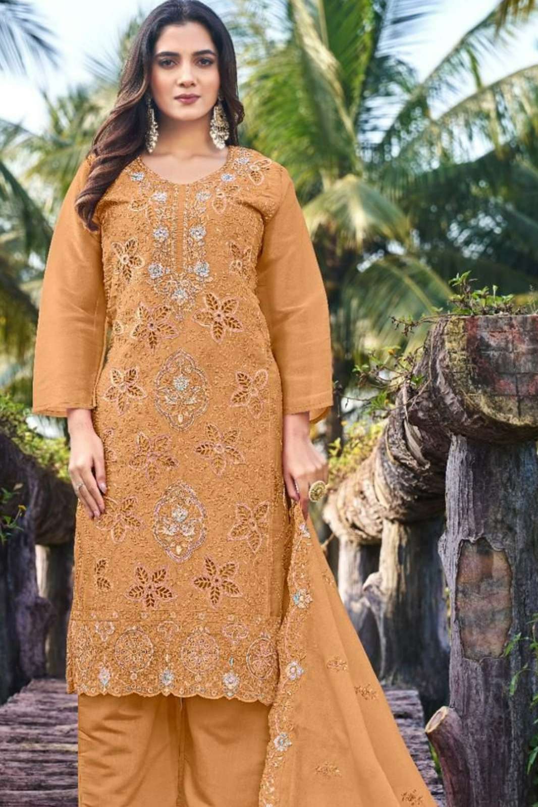 Deepsy 2279 PC Mose Silk Zarkan & Embroidery Work Suit