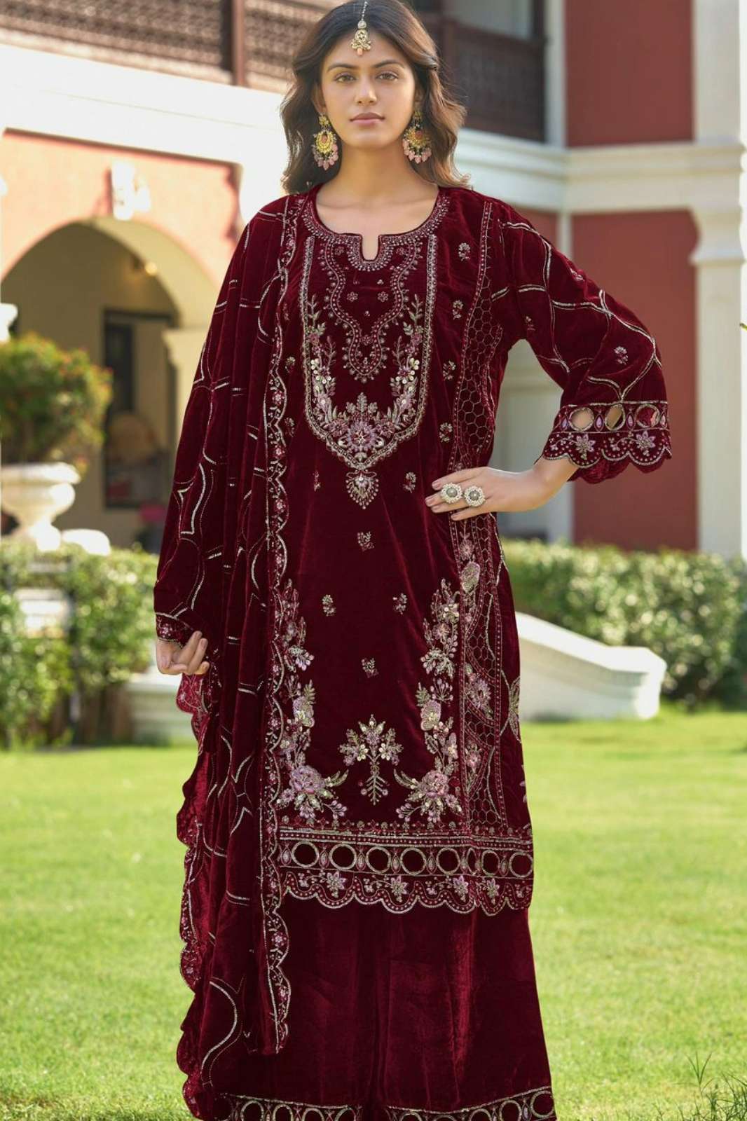 DEEPSY SUITS VELVET 25 32236 Beautiful Velvet Embroidery Work Pakistani Suit