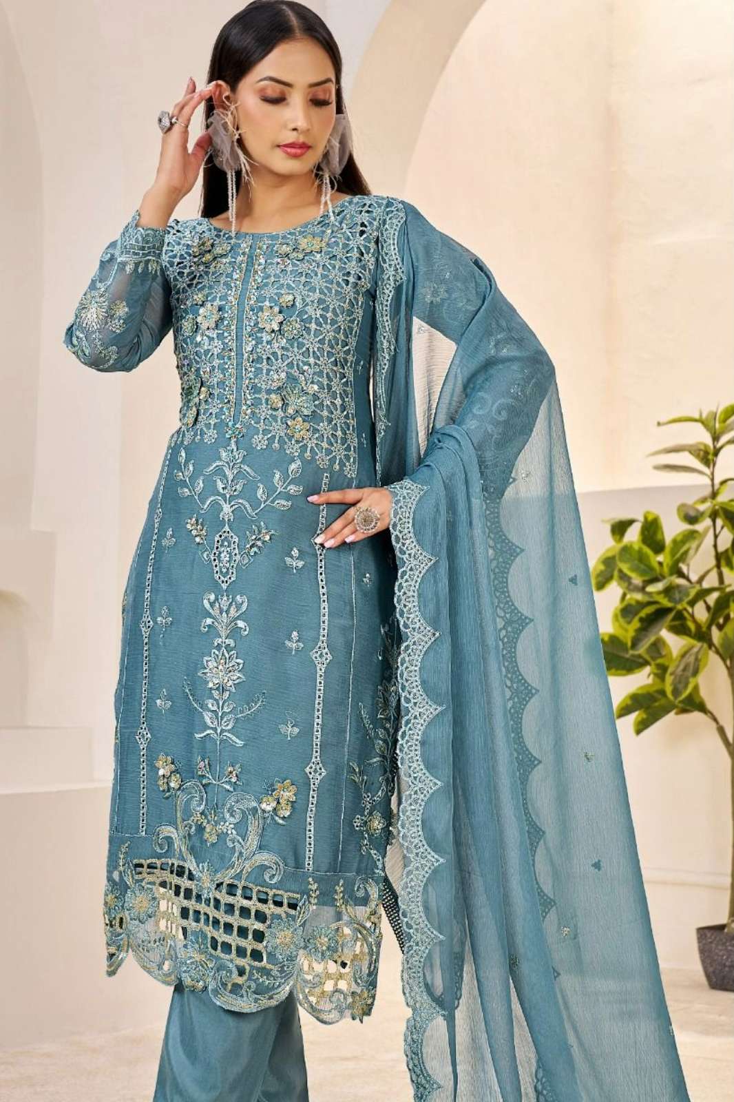 Elan Studio E 04 Chiffon Embroidery & Handwork Pakistani Suit 