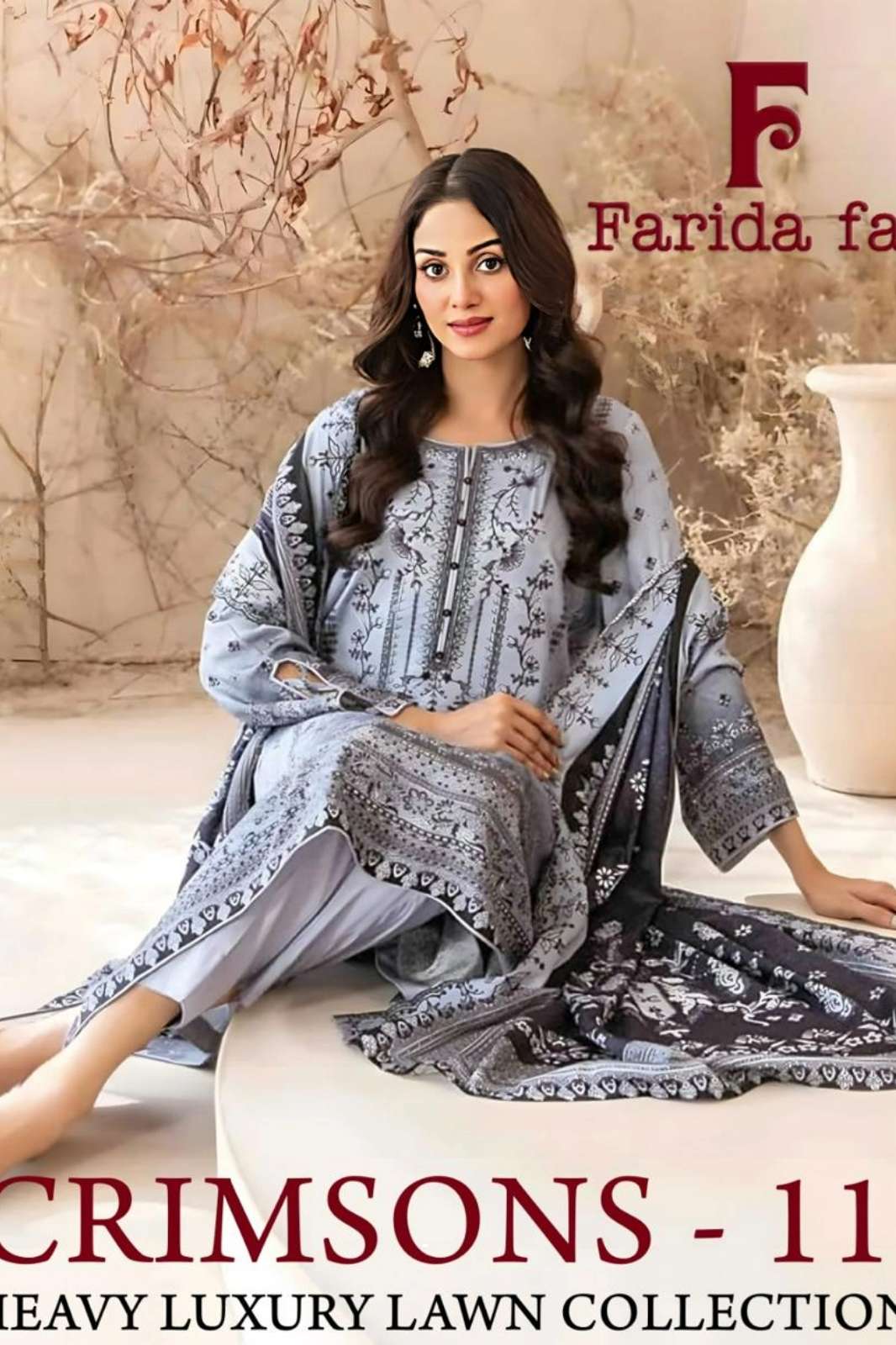 Farida Fab Crimson Vol 11 Lawn Cotton Beautiful Printed pakistani suit 