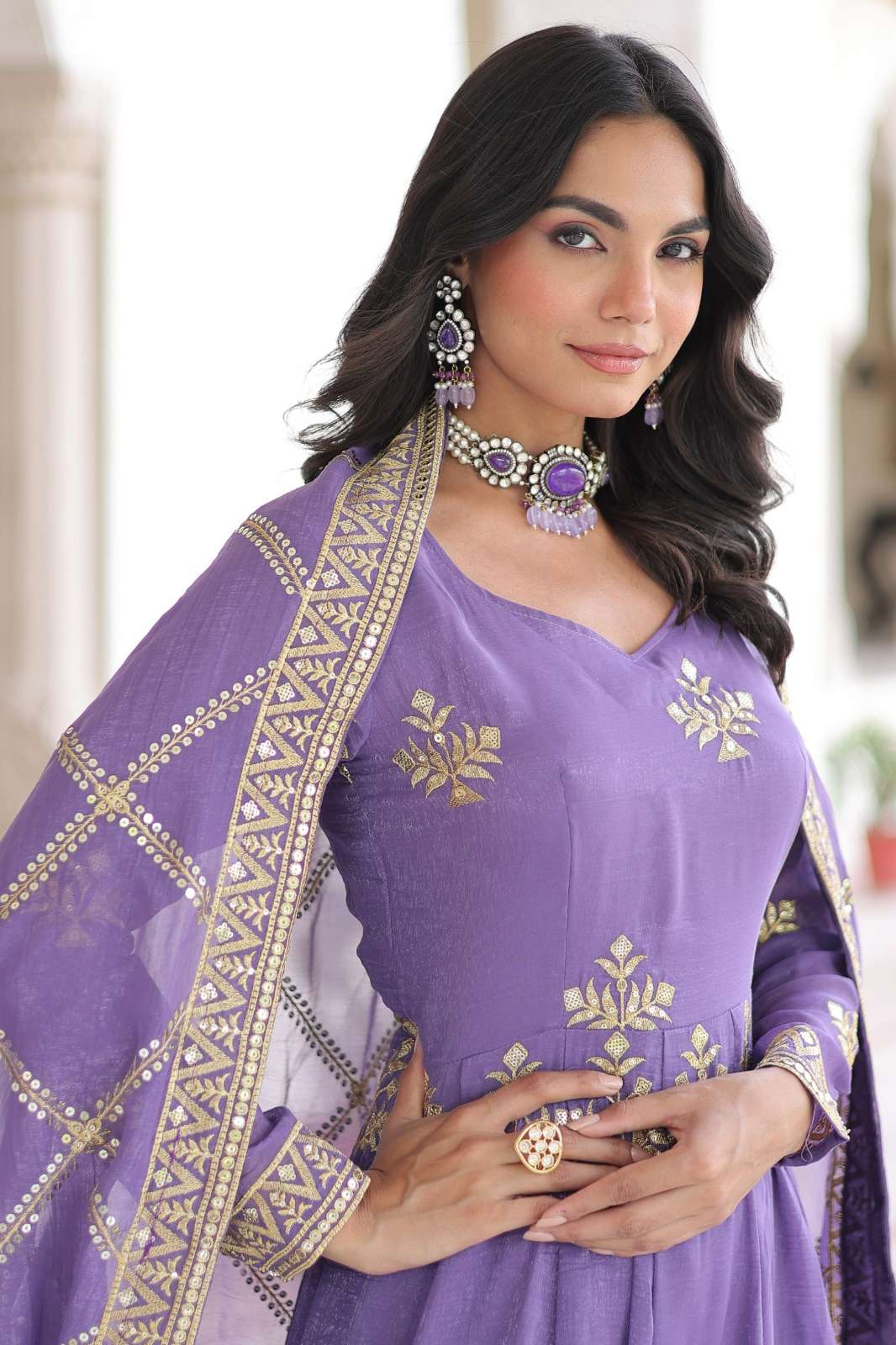 Fashionbazar365 KA 1212 Silver Crunchy Designer Gown with Dupatta